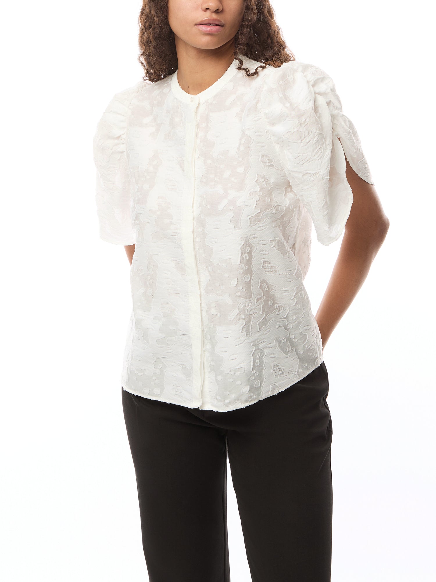 Lr-Josy 1 Textured Puff Sleeve Top