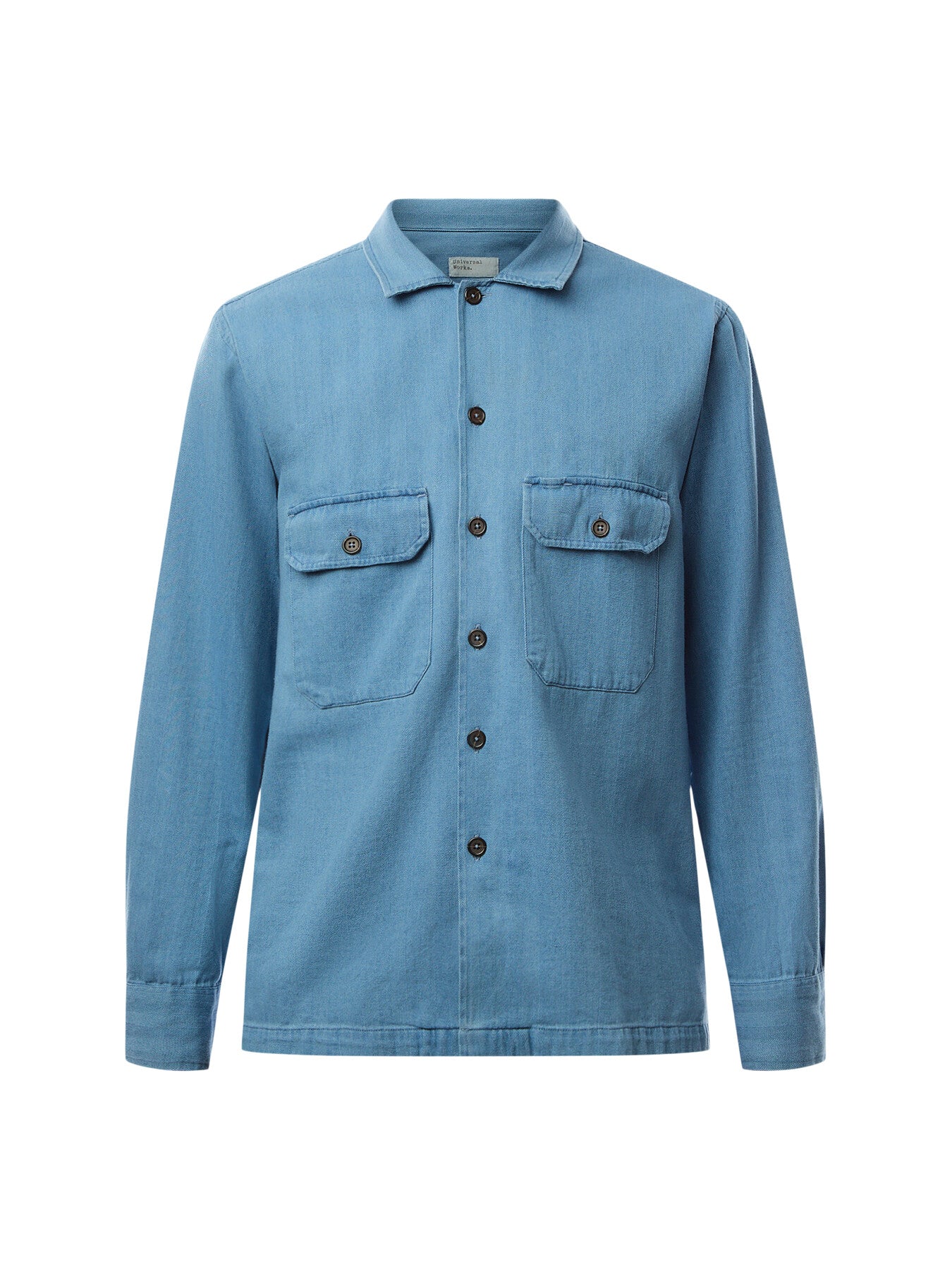 Washed Indigo Herringbone Utility Shirt