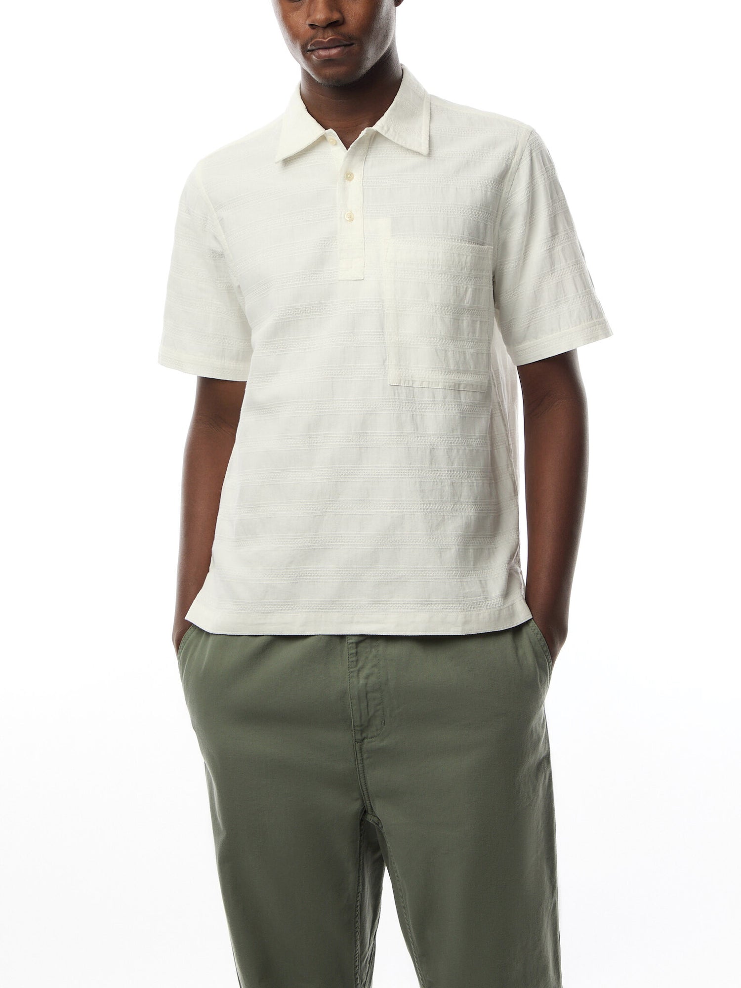 Short Sleeved Nippon Self Stripe Pullover Shirt