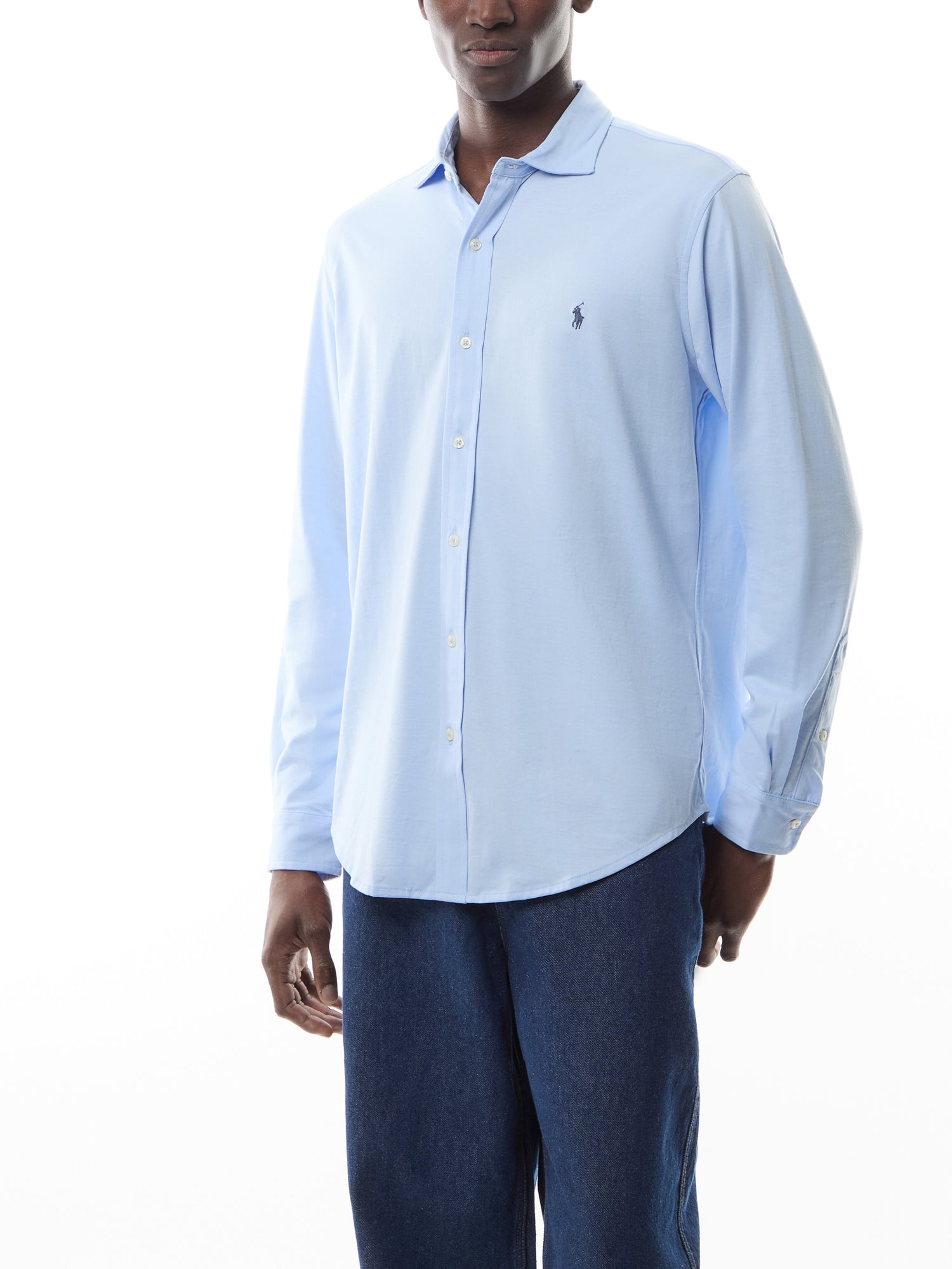 Jersey Spread-Collar Shirt