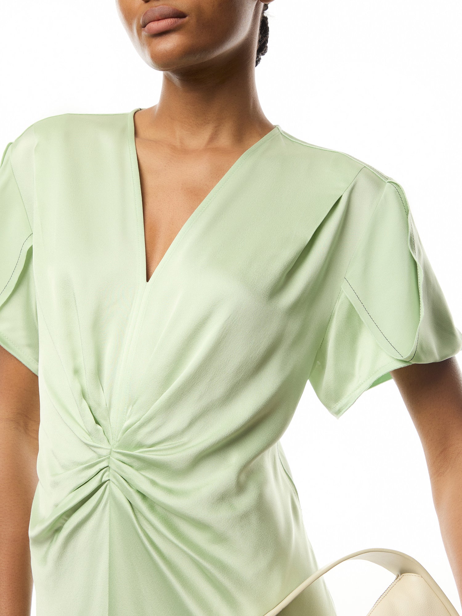 Gathered V-neck Midi Dress