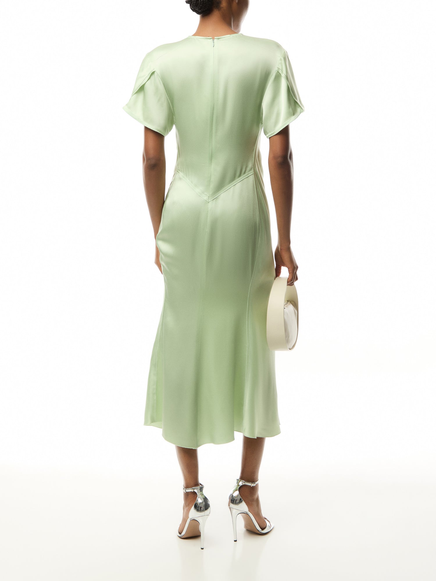 Gathered V-neck Midi Dress