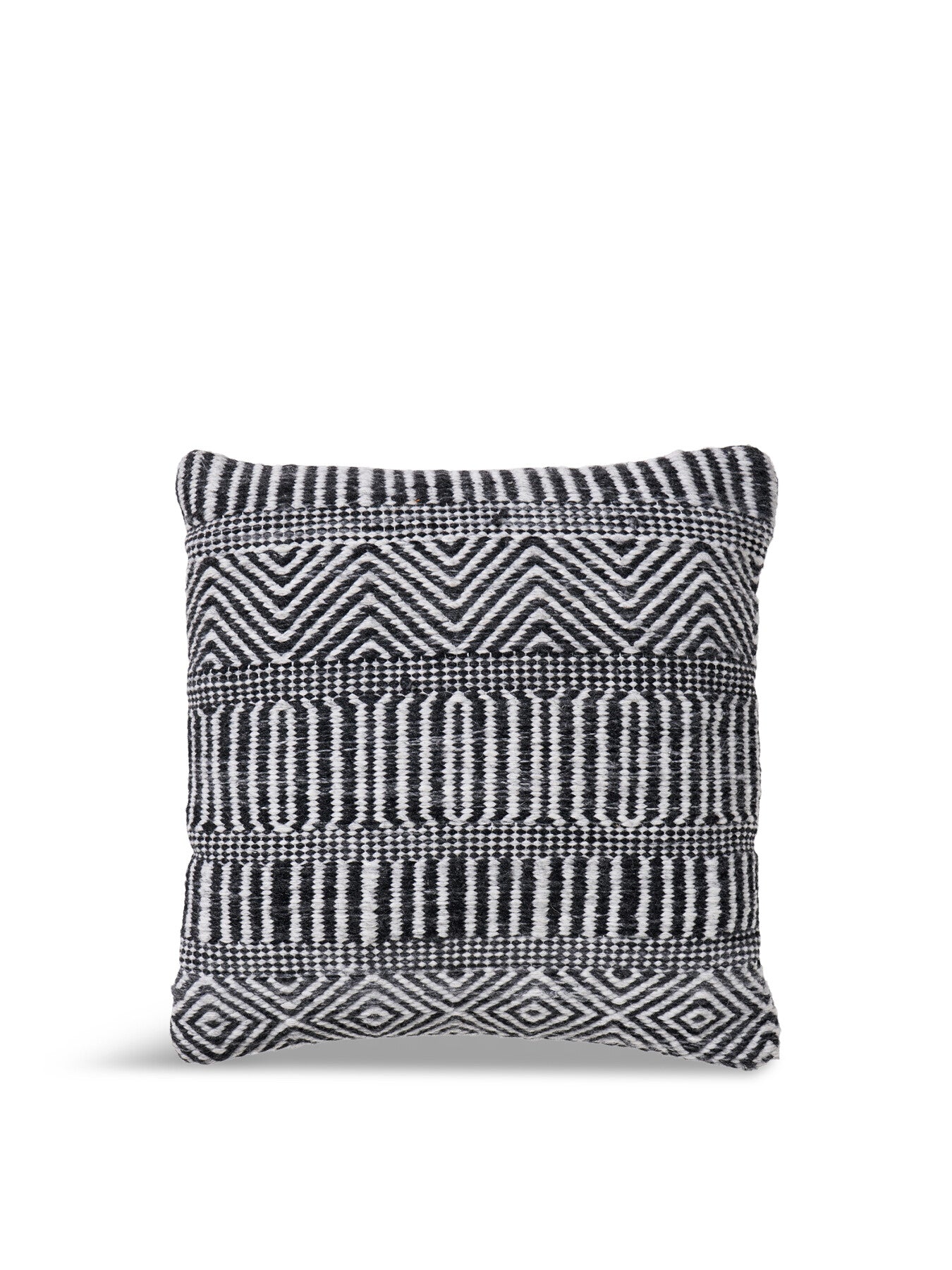 Indoor Outdoor Black and White Inca Design Scatter Cushion 45cm