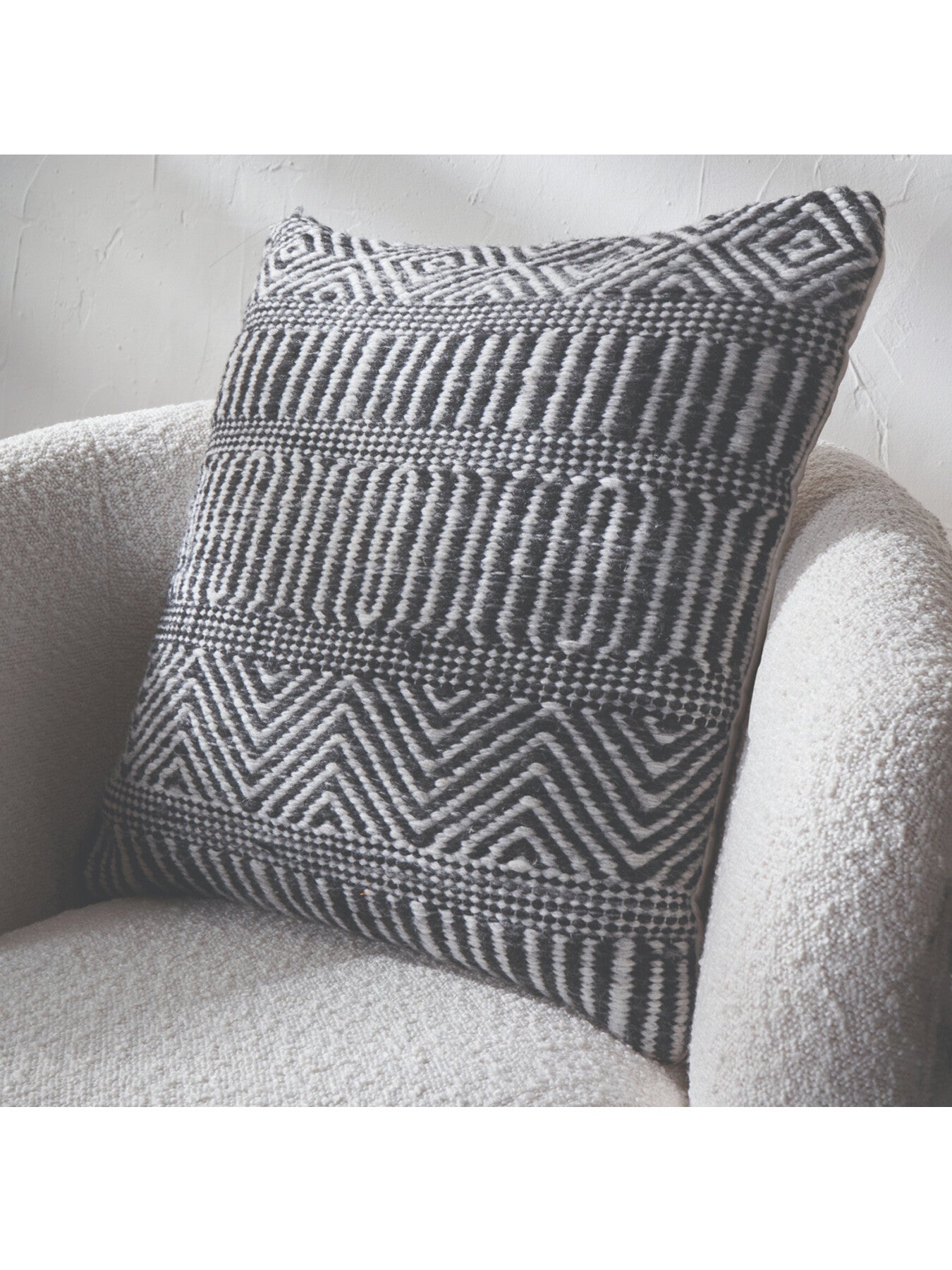 Indoor Outdoor Black and White Inca Design Scatter Cushion 45cm