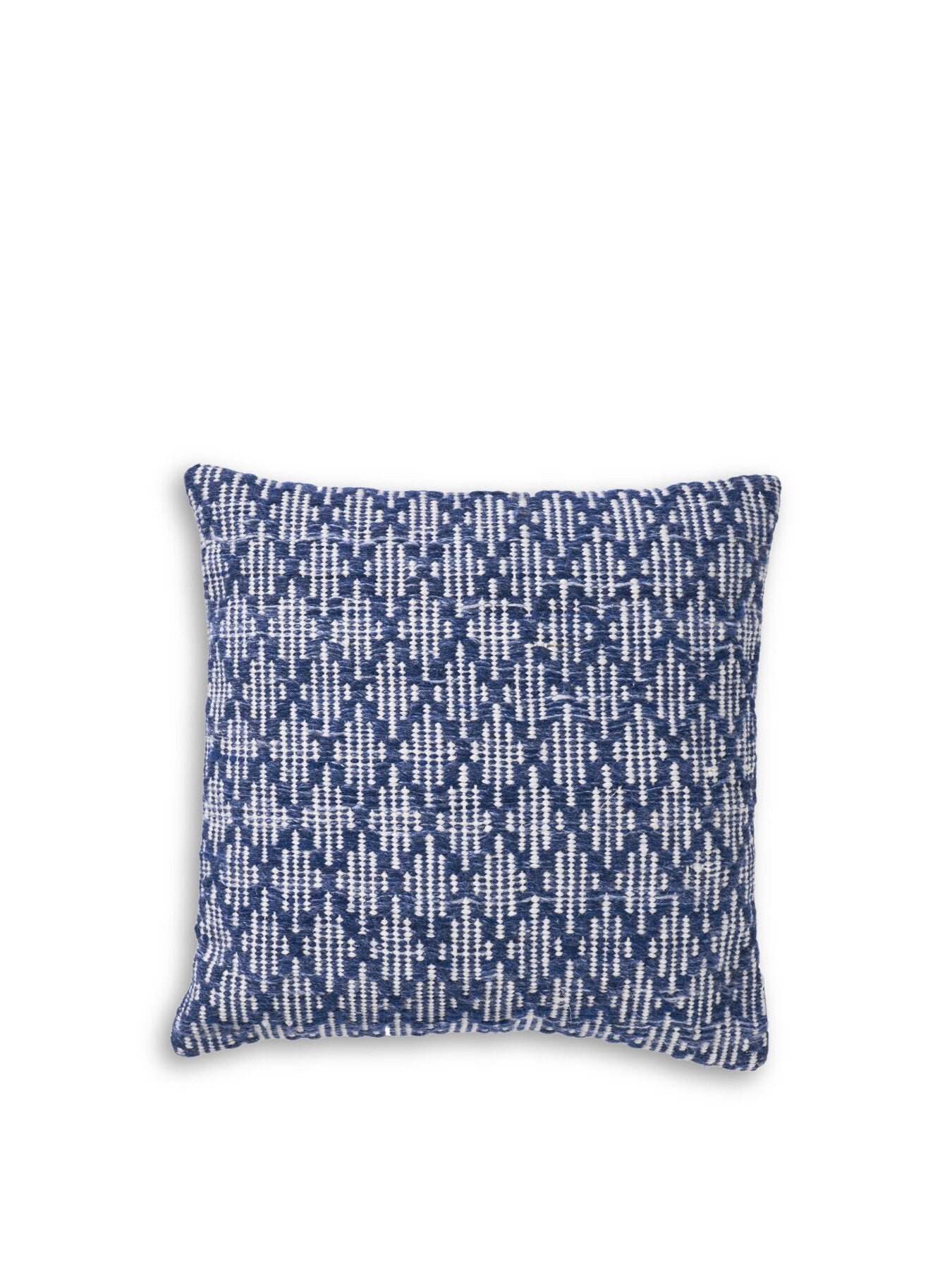 Indoor Outdoor Denim Blue and White Ikat Design Scatter Cushion 45cm