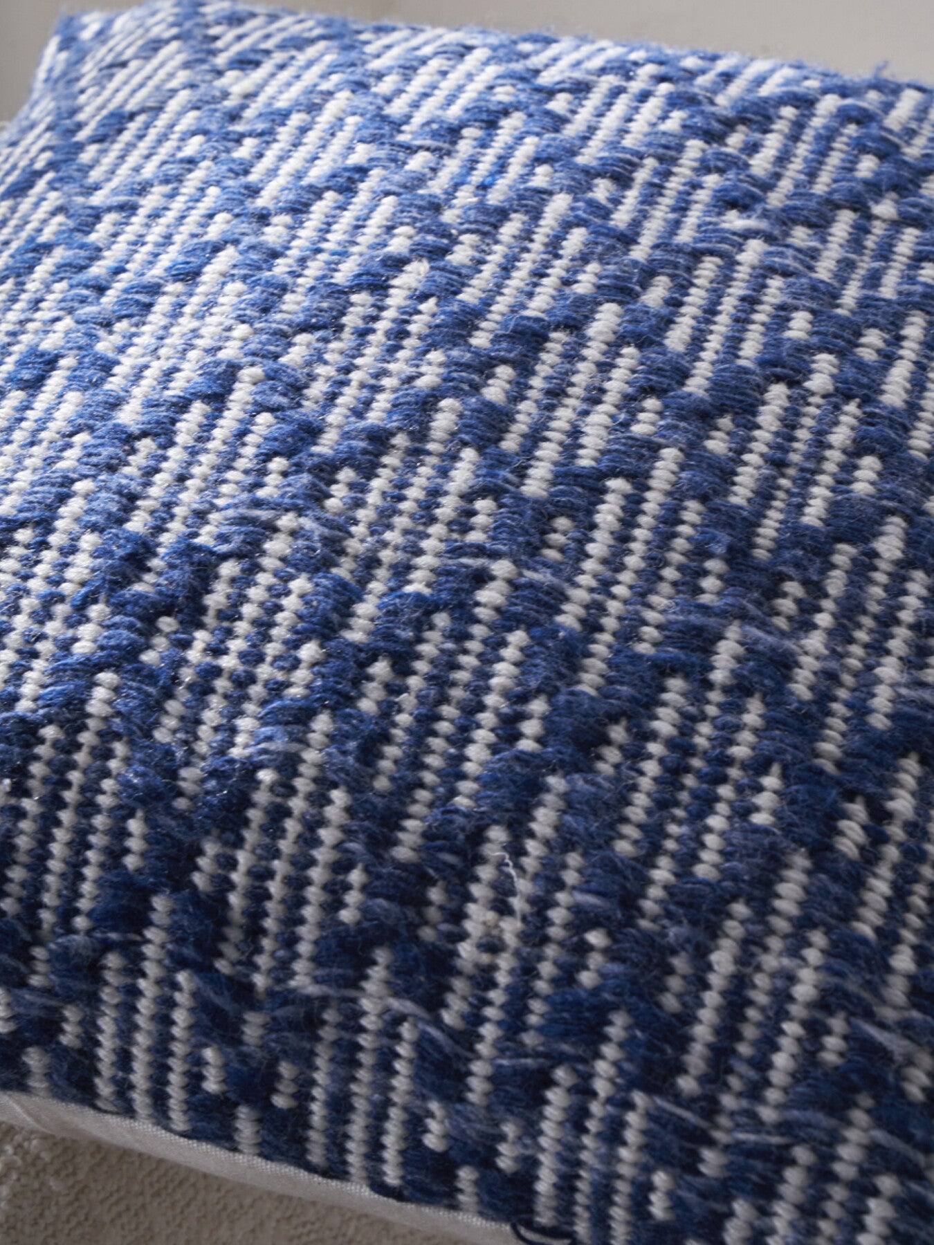 Indoor Outdoor Denim Blue and White Ikat Design Scatter Cushion 45cm