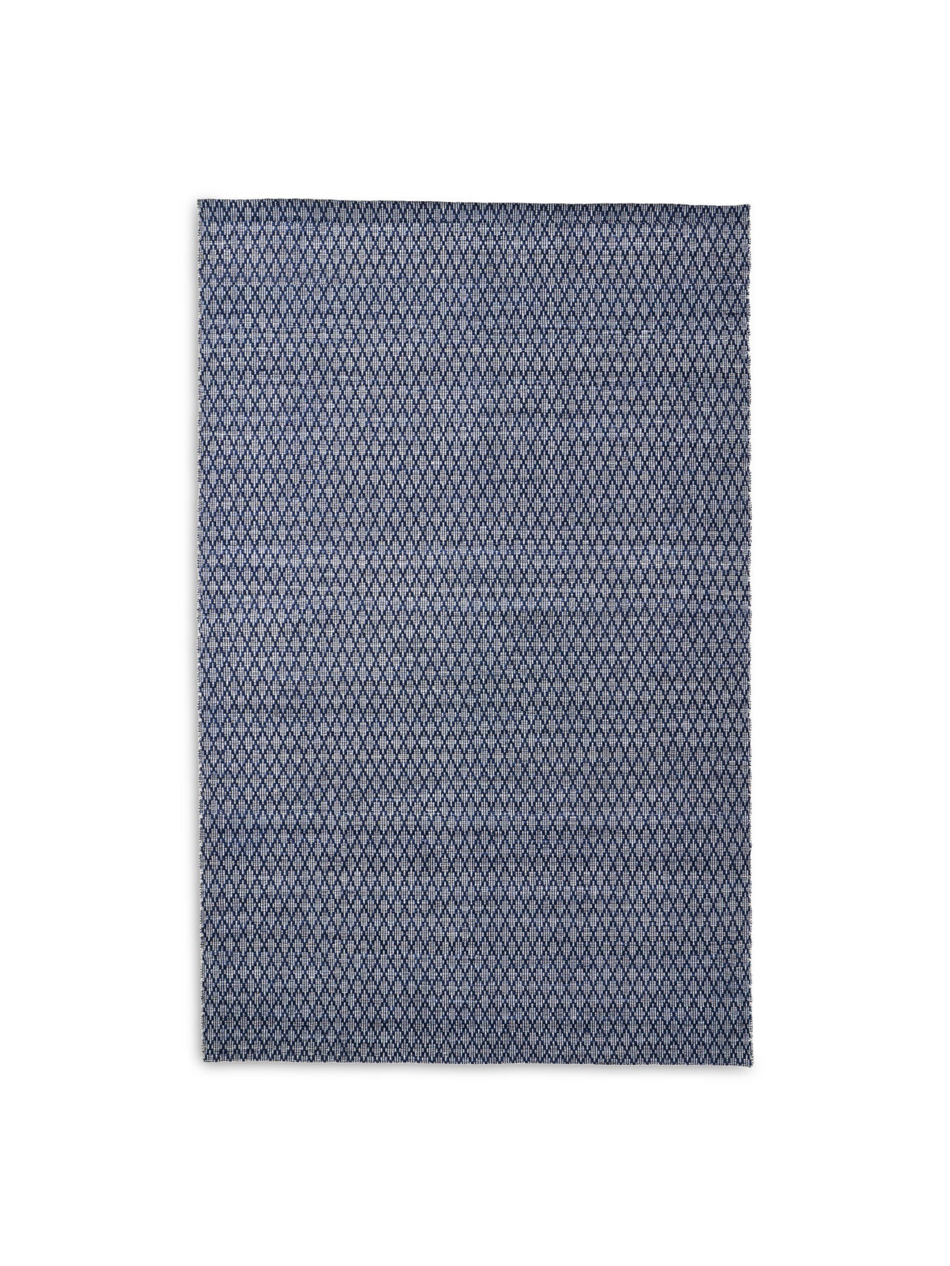 Indoor Outdoor Denim Blue and White Ikat Design Rug 230cm x 160cm