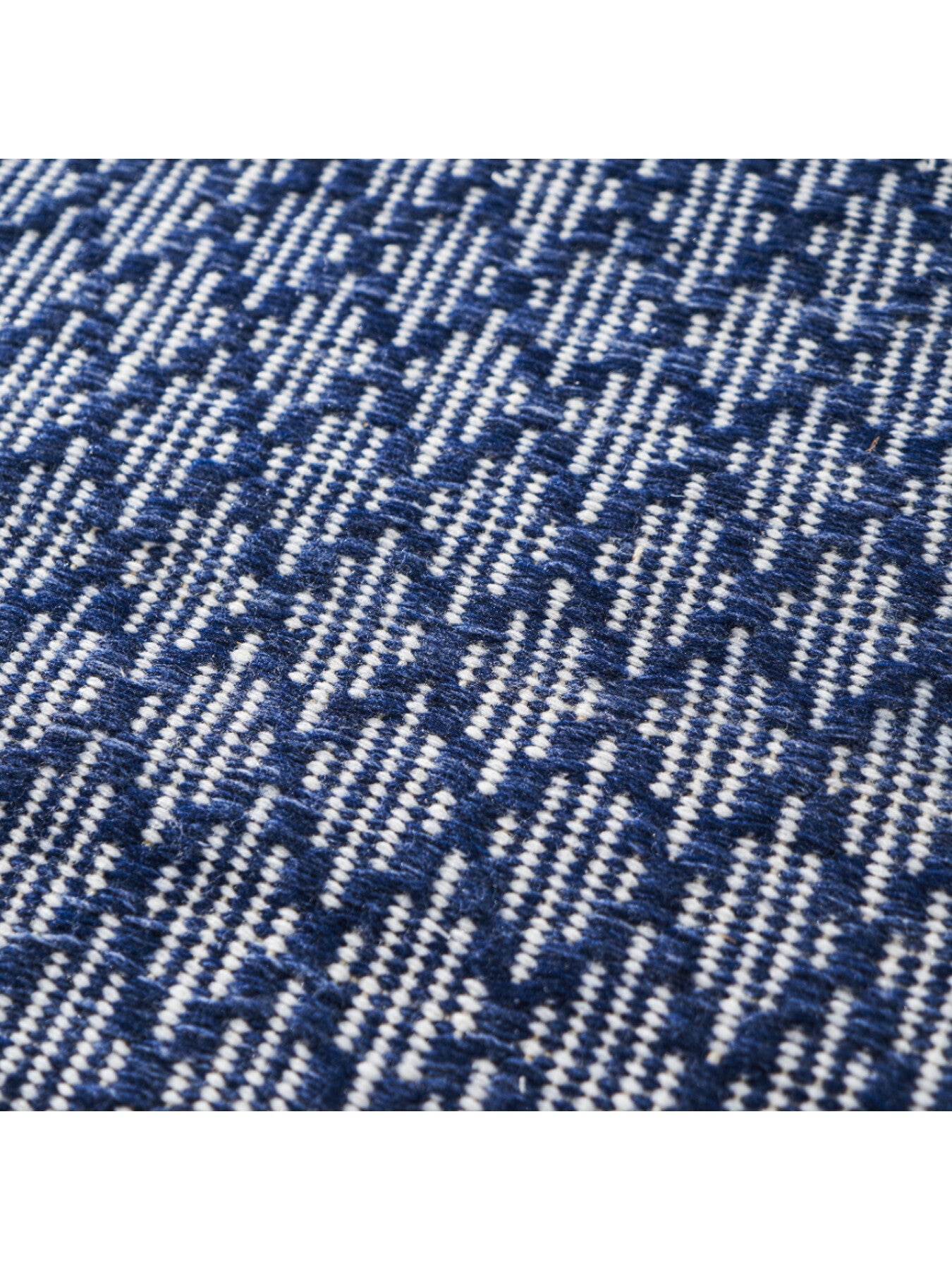 Indoor Outdoor Denim Blue and White Ikat Design Rug 230cm x 160cm