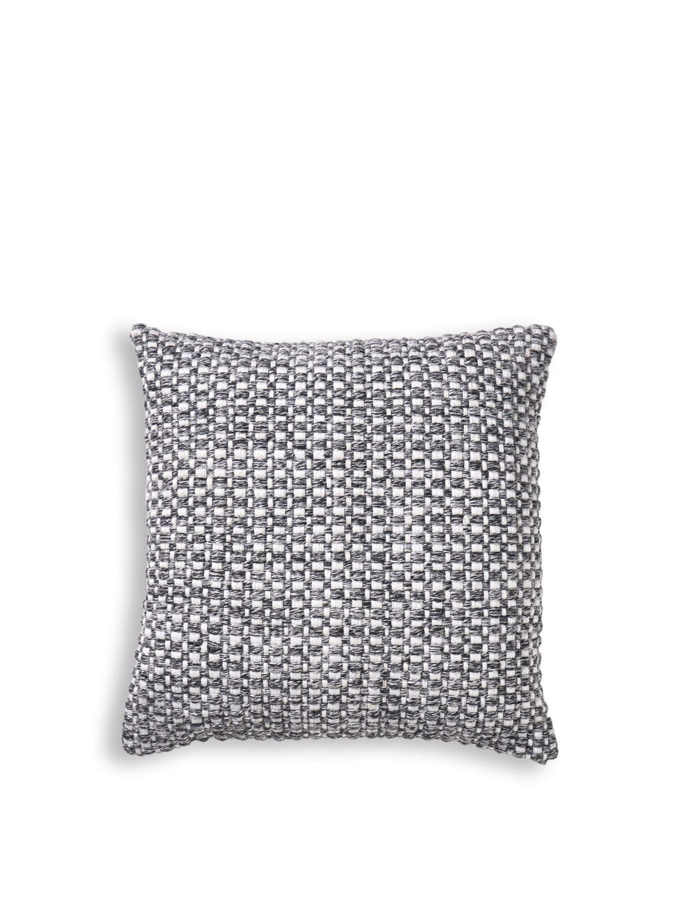 Indoor Outdoor Graphite and White Basket Weave Design Scatter Cushion 45cm