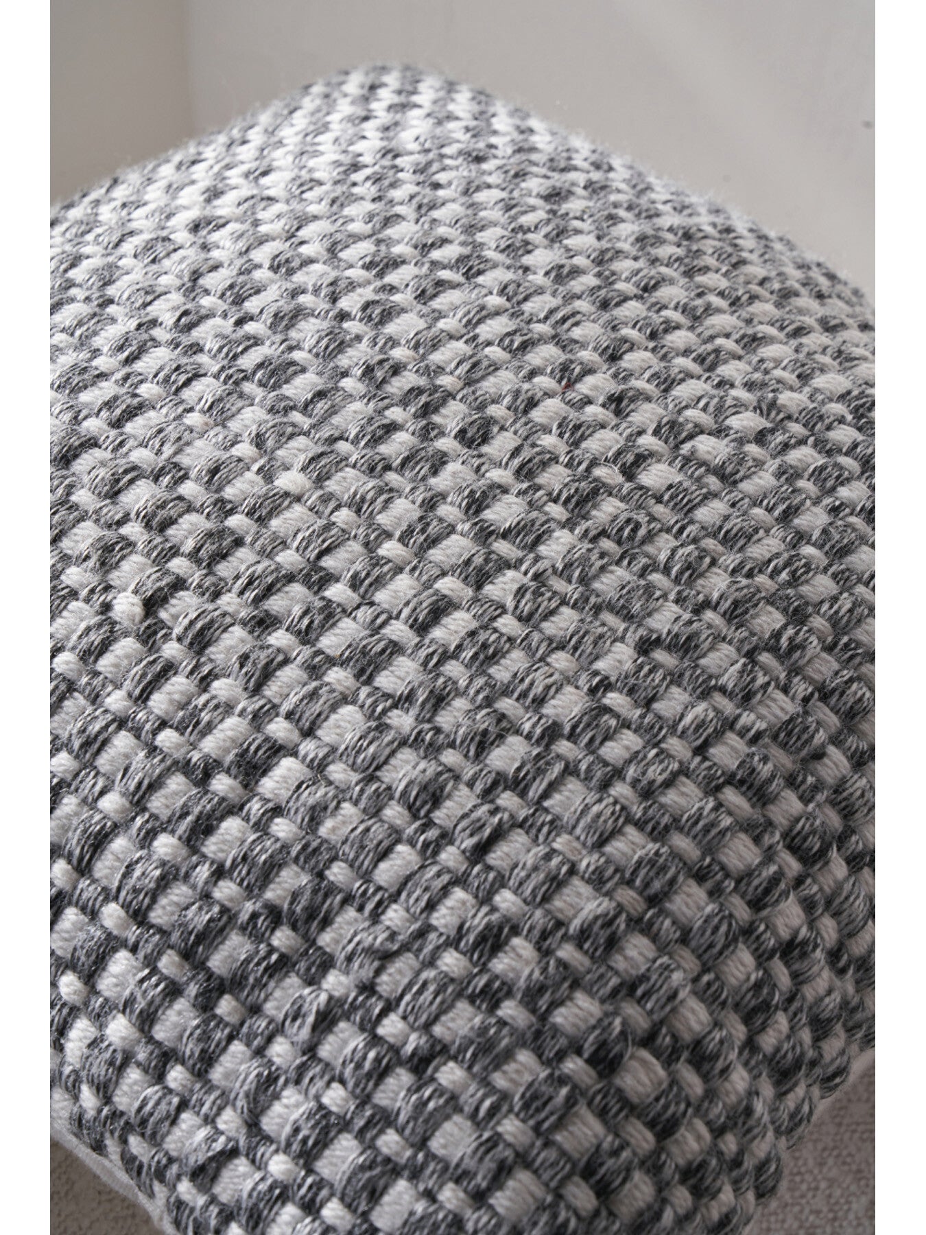 Indoor Outdoor Graphite and White Basket Weave Design Scatter Cushion 45cm