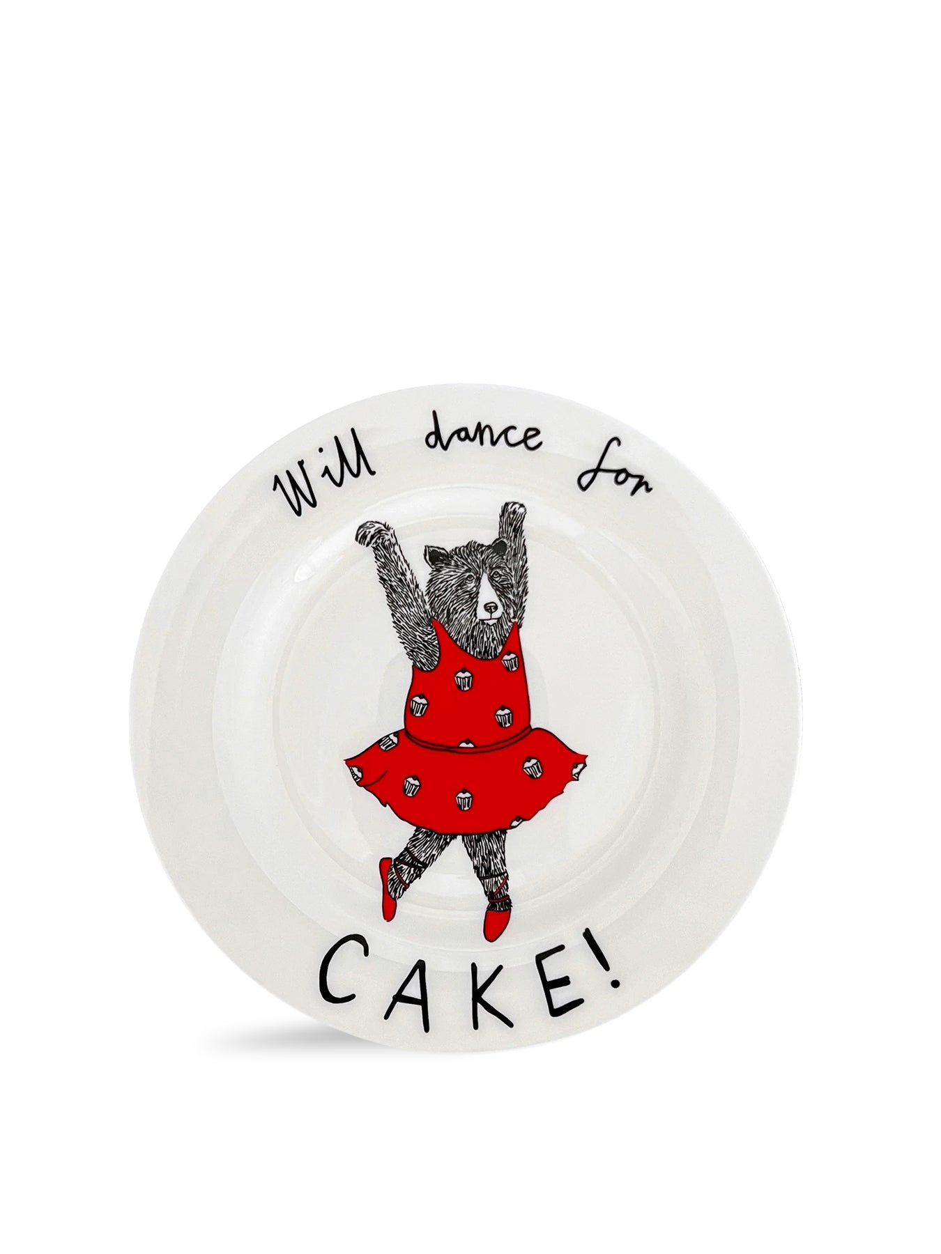 Will Dance For Cake Side Plate White