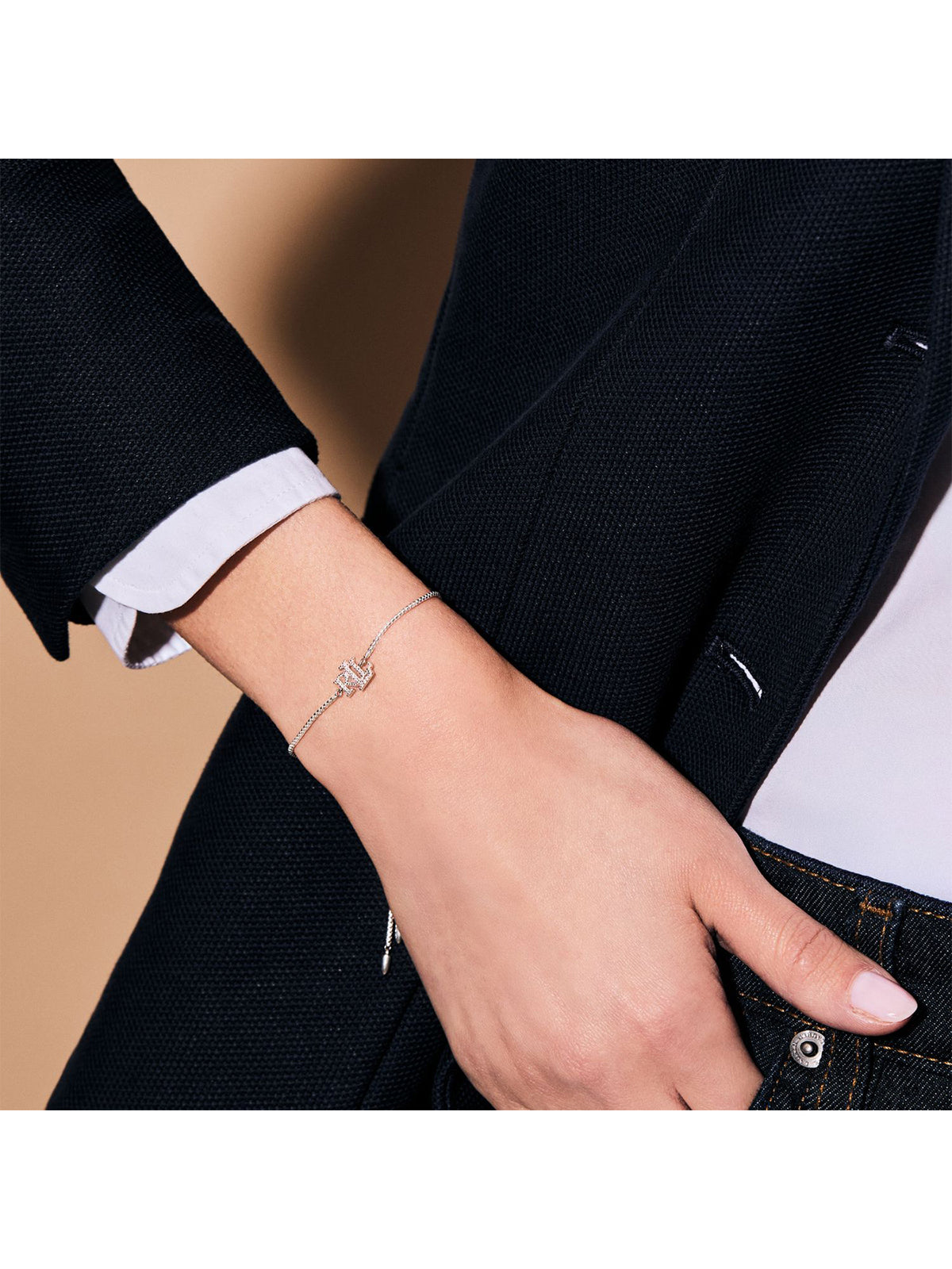 Sterling Silver Logo Slider Bracelet