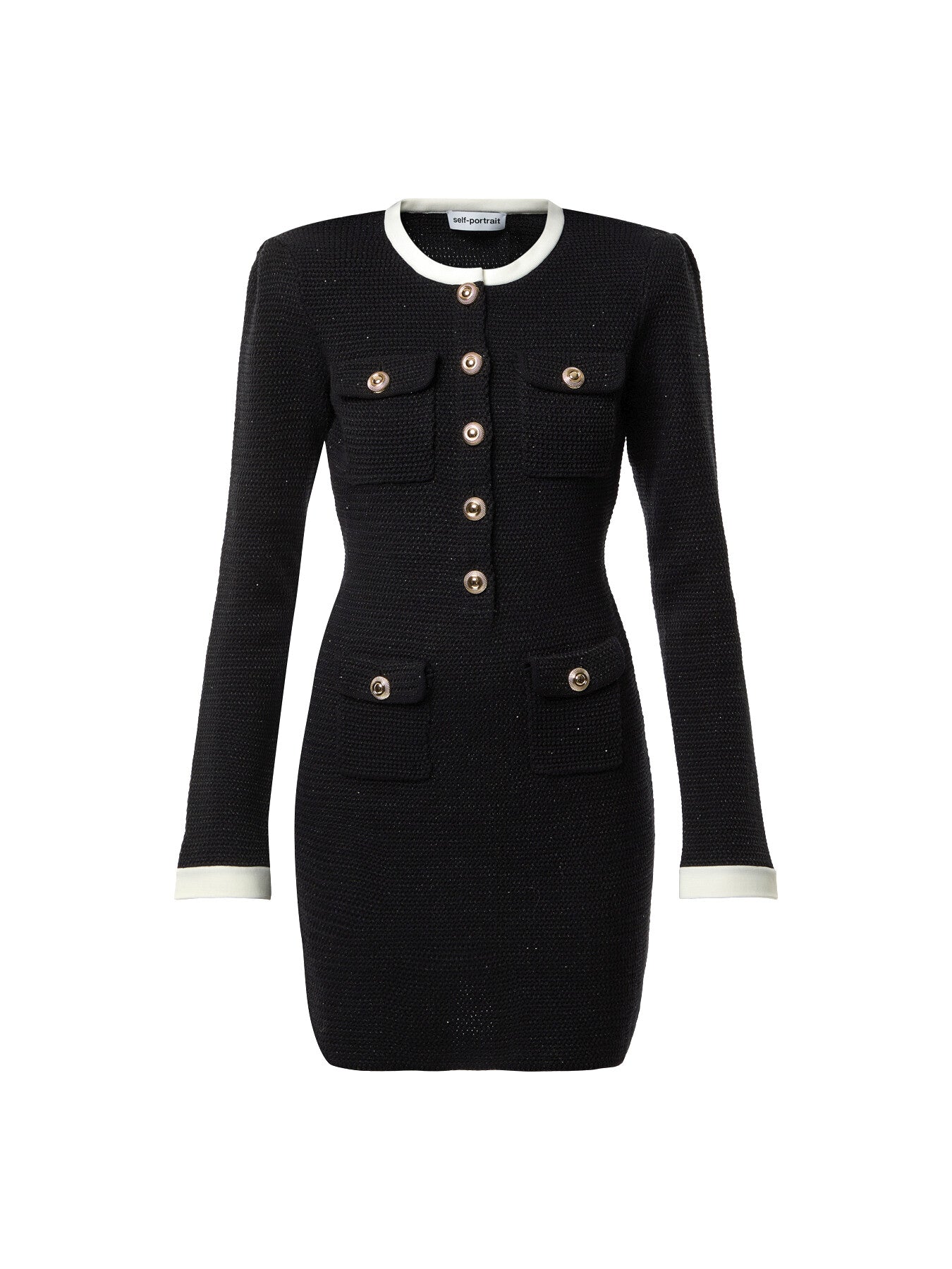 Black Knit Contrast Collar Mini Dress