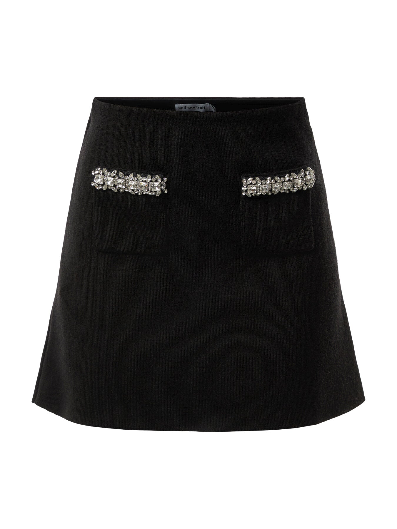 Black Knit Embellished Mini Skirt