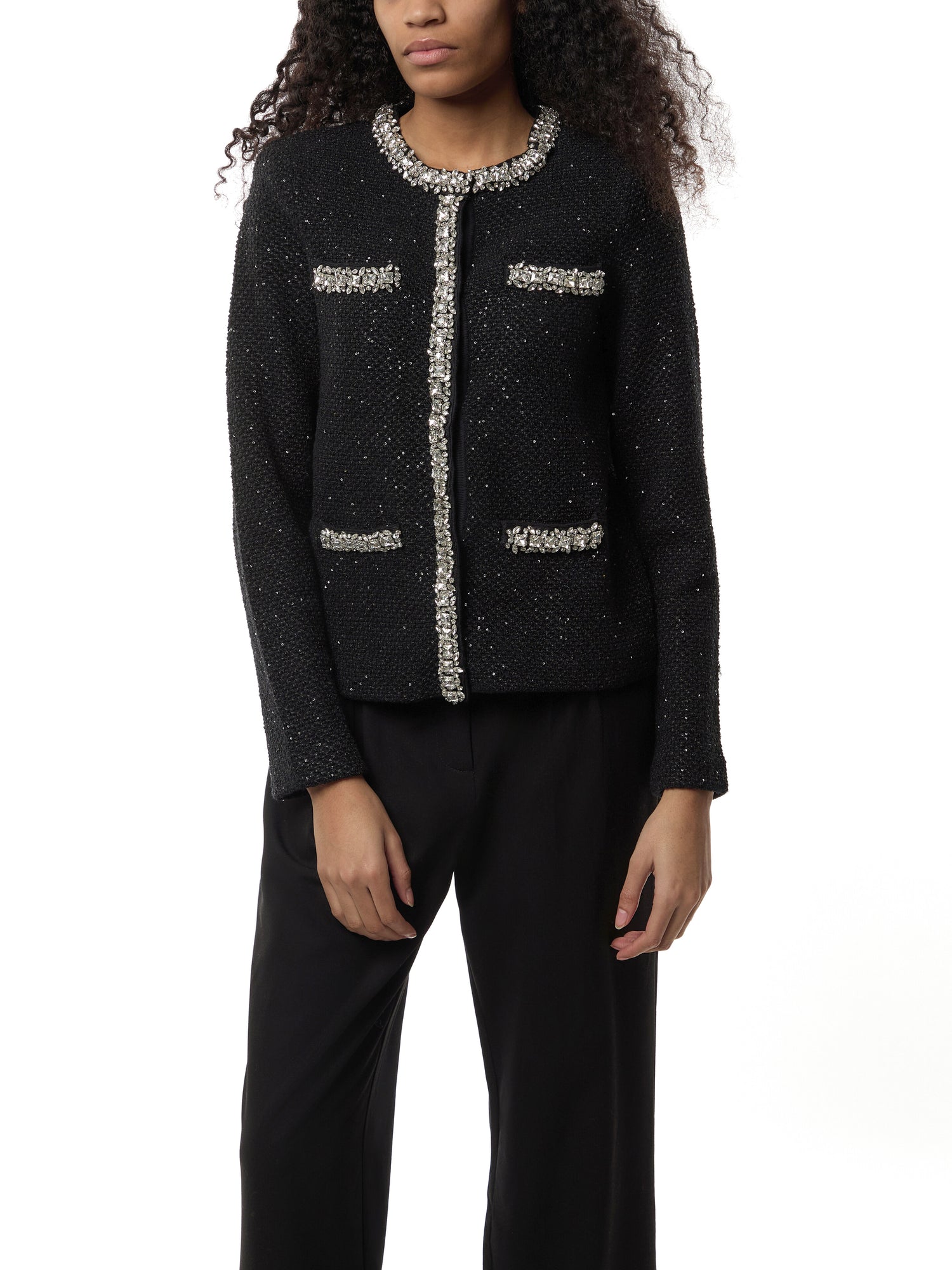 Black Sequin Knit Cardigan
