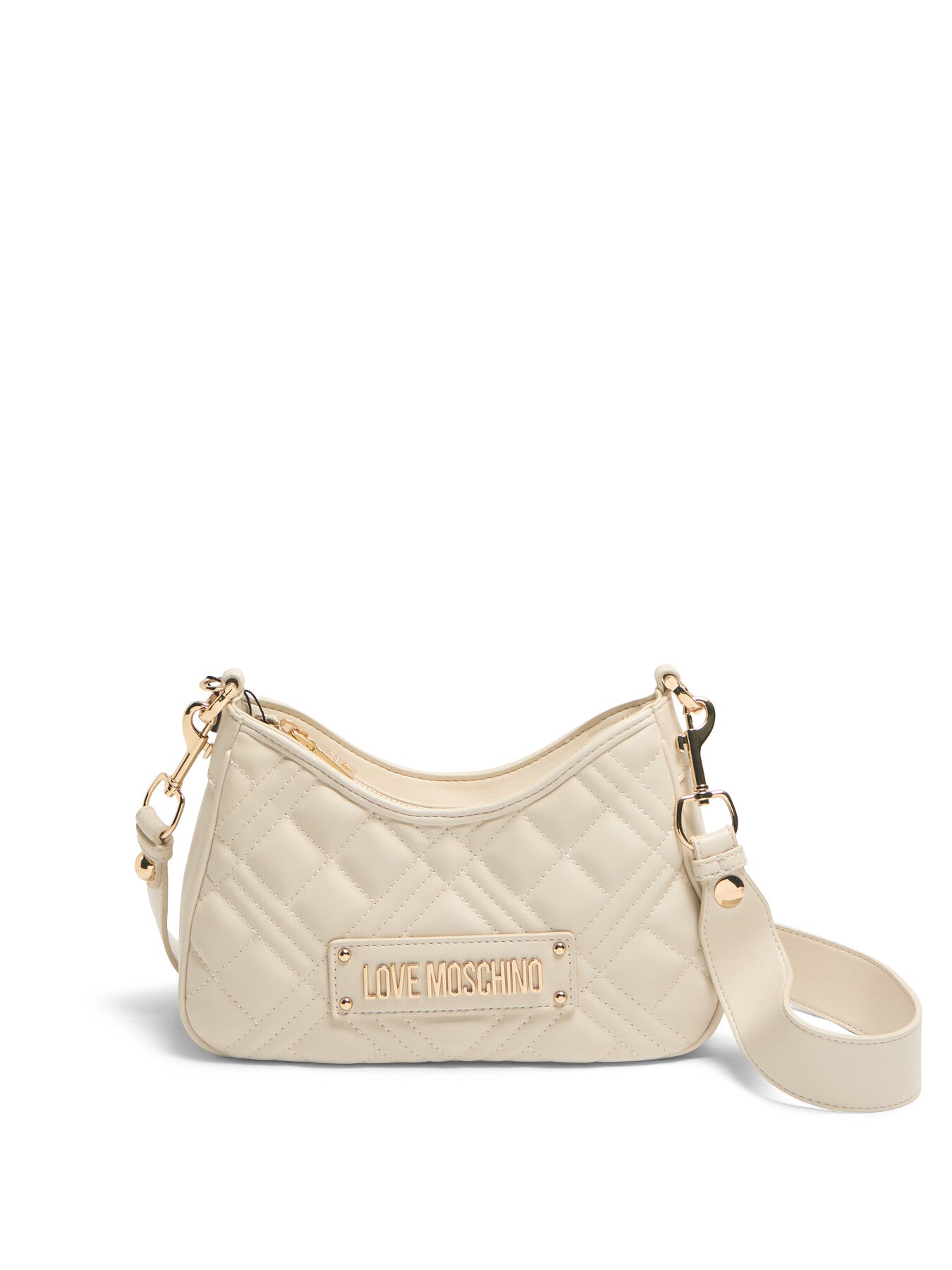 Laminated Quilted Crescent Crossbody Bag