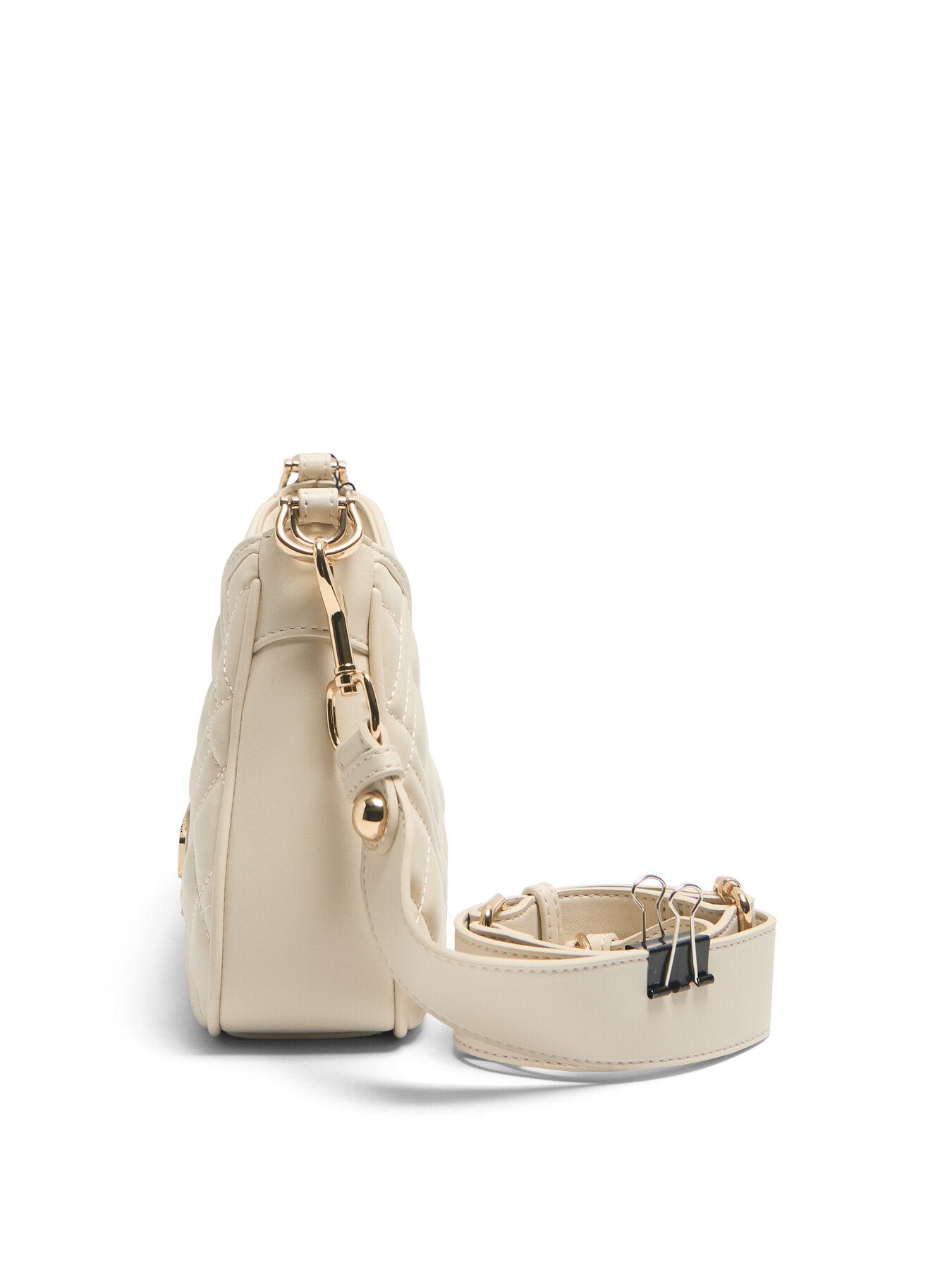 Laminated Quilted Crescent Crossbody Bag