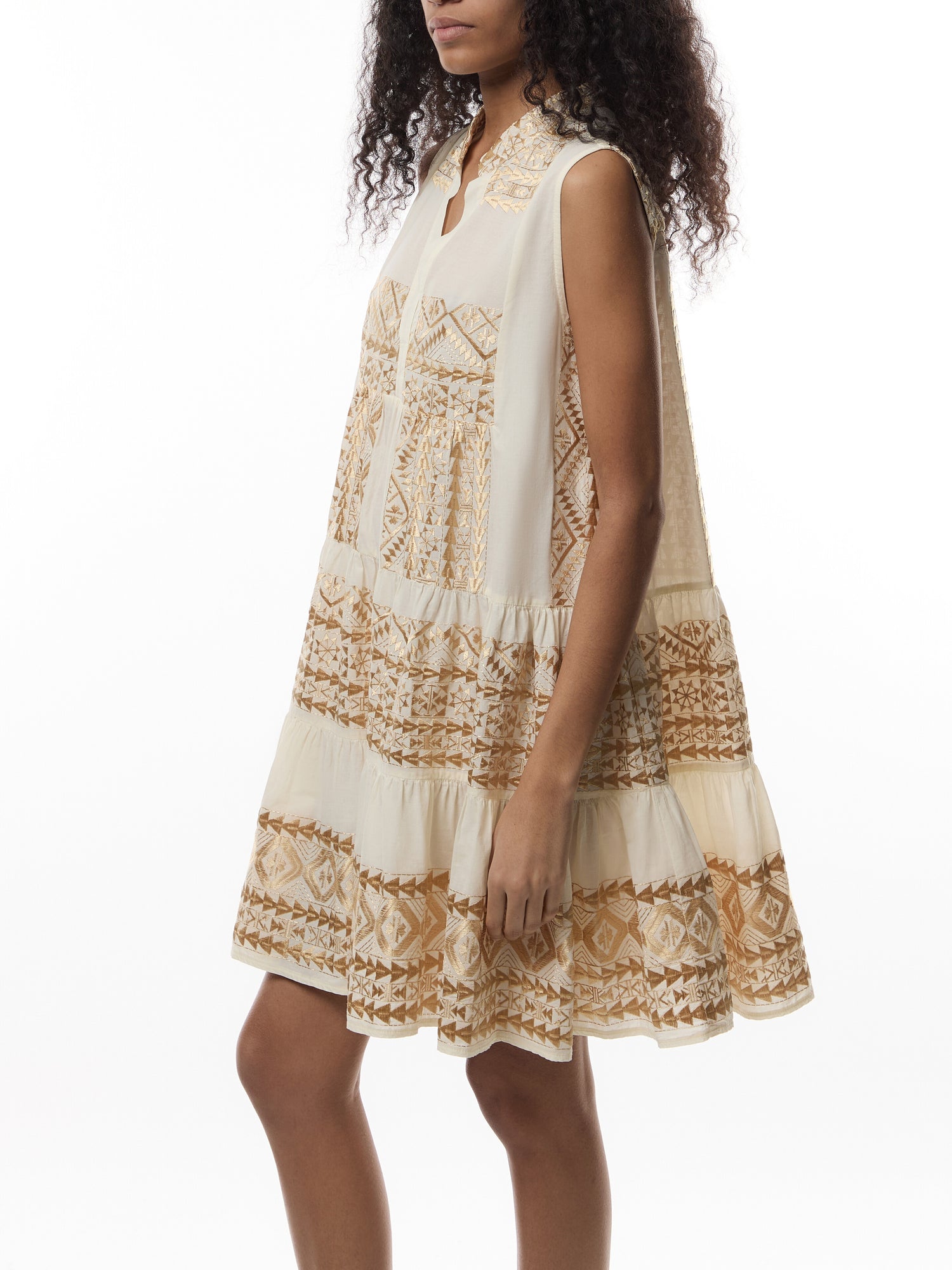 Classic Triangle Sleeveless Low V-Neckline Mini Dress