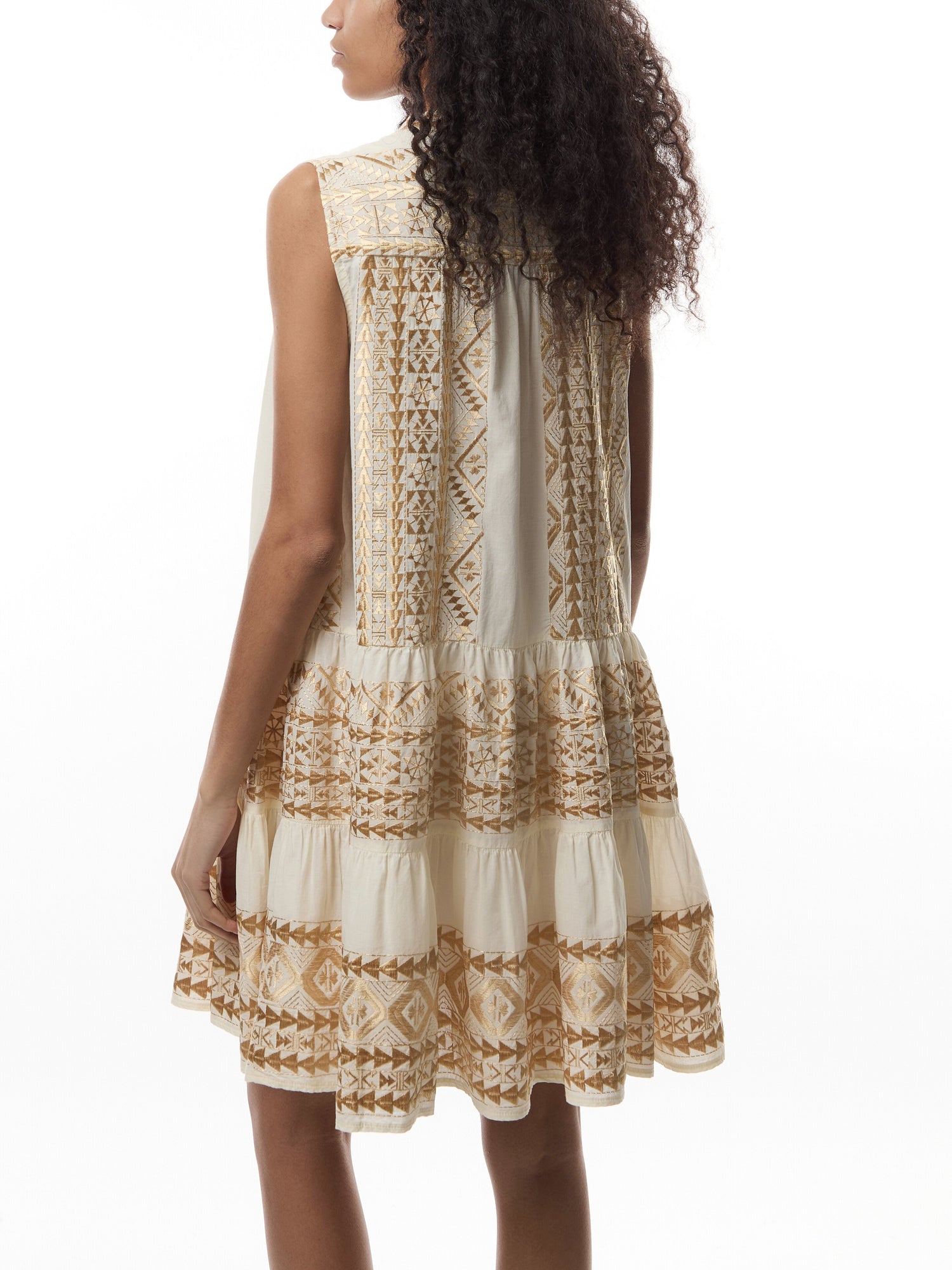 Classic Triangle Sleeveless Low V-Neckline Mini Dress