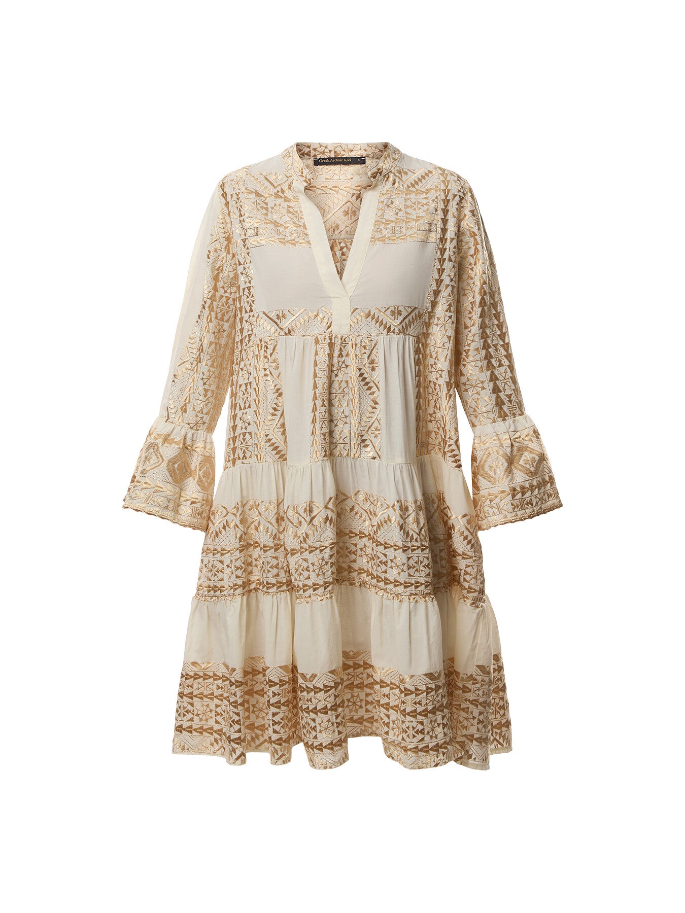 Classic Triangle 3/4 Sleeve V-Neckline Mini Dress