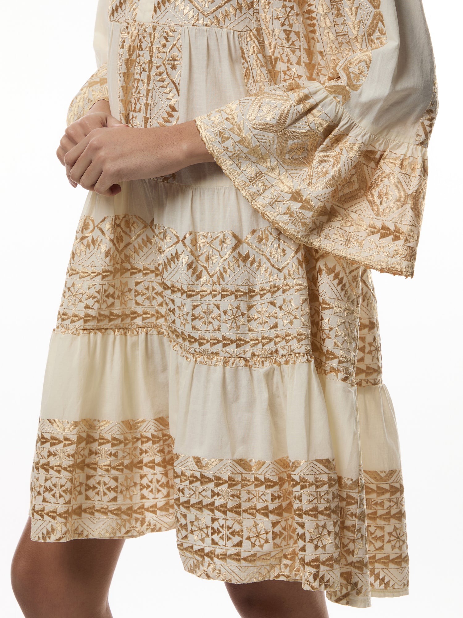 Classic Triangle 3/4 Sleeve V-Neckline Mini Dress