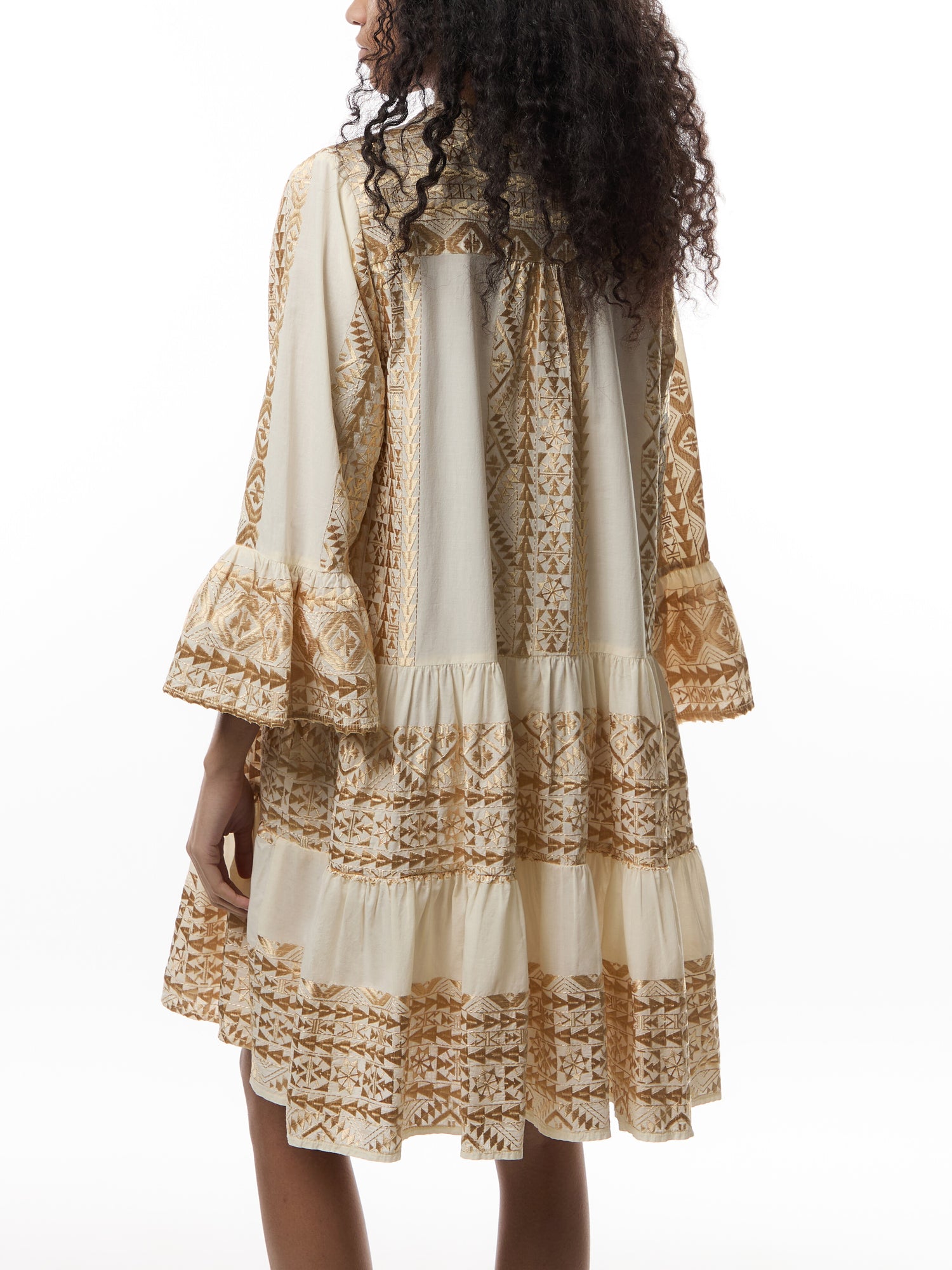 Classic Triangle 3/4 Sleeve V-Neckline Mini Dress