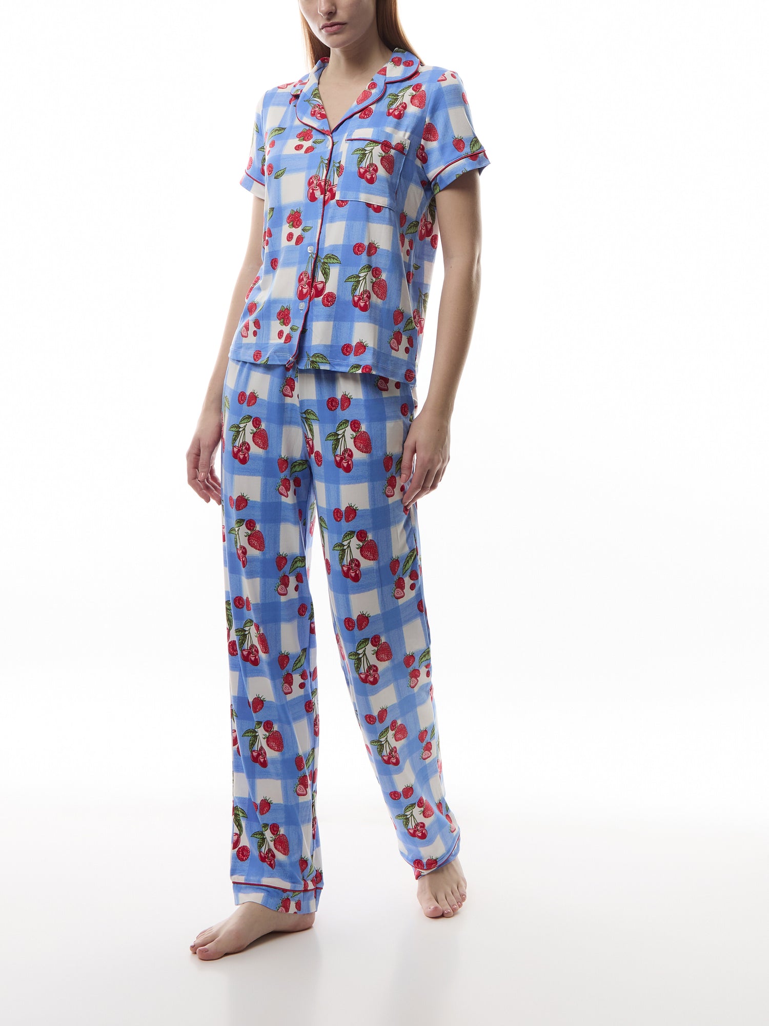Gingham Berry Long Pyjama Set