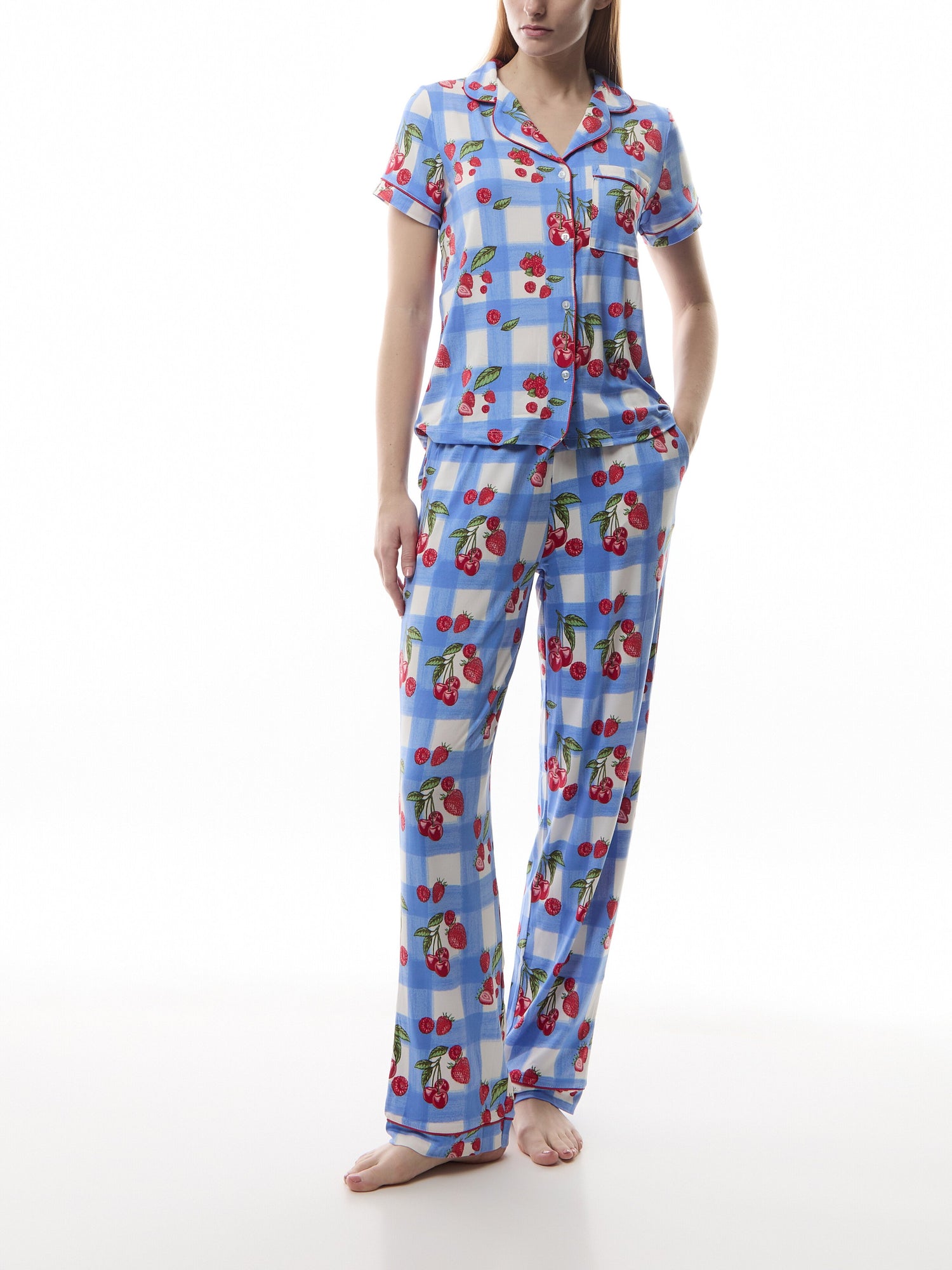 Gingham Berry Long Pyjama Set