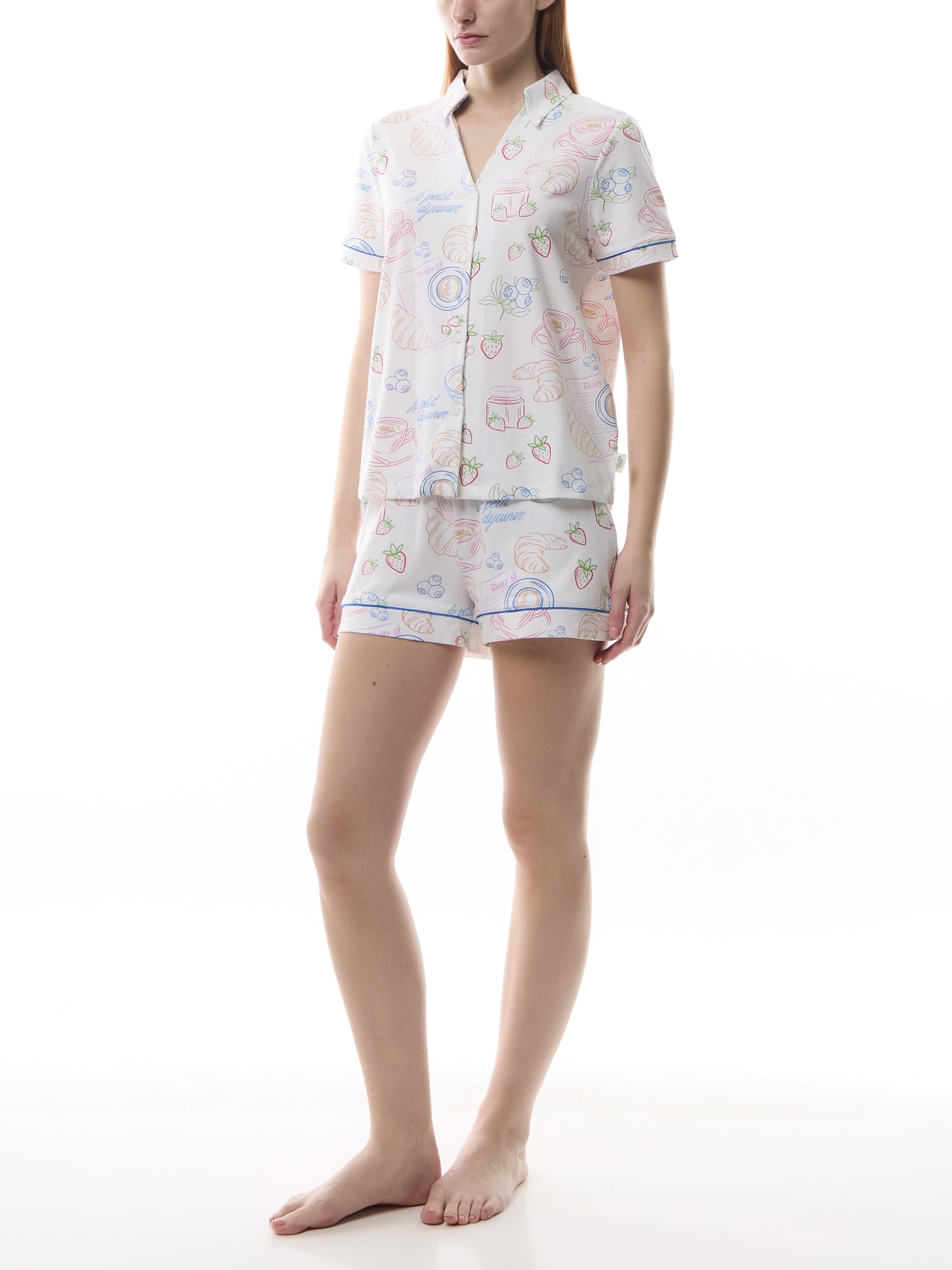 Organic Cotton Breakfast Print Short Pyjama Set