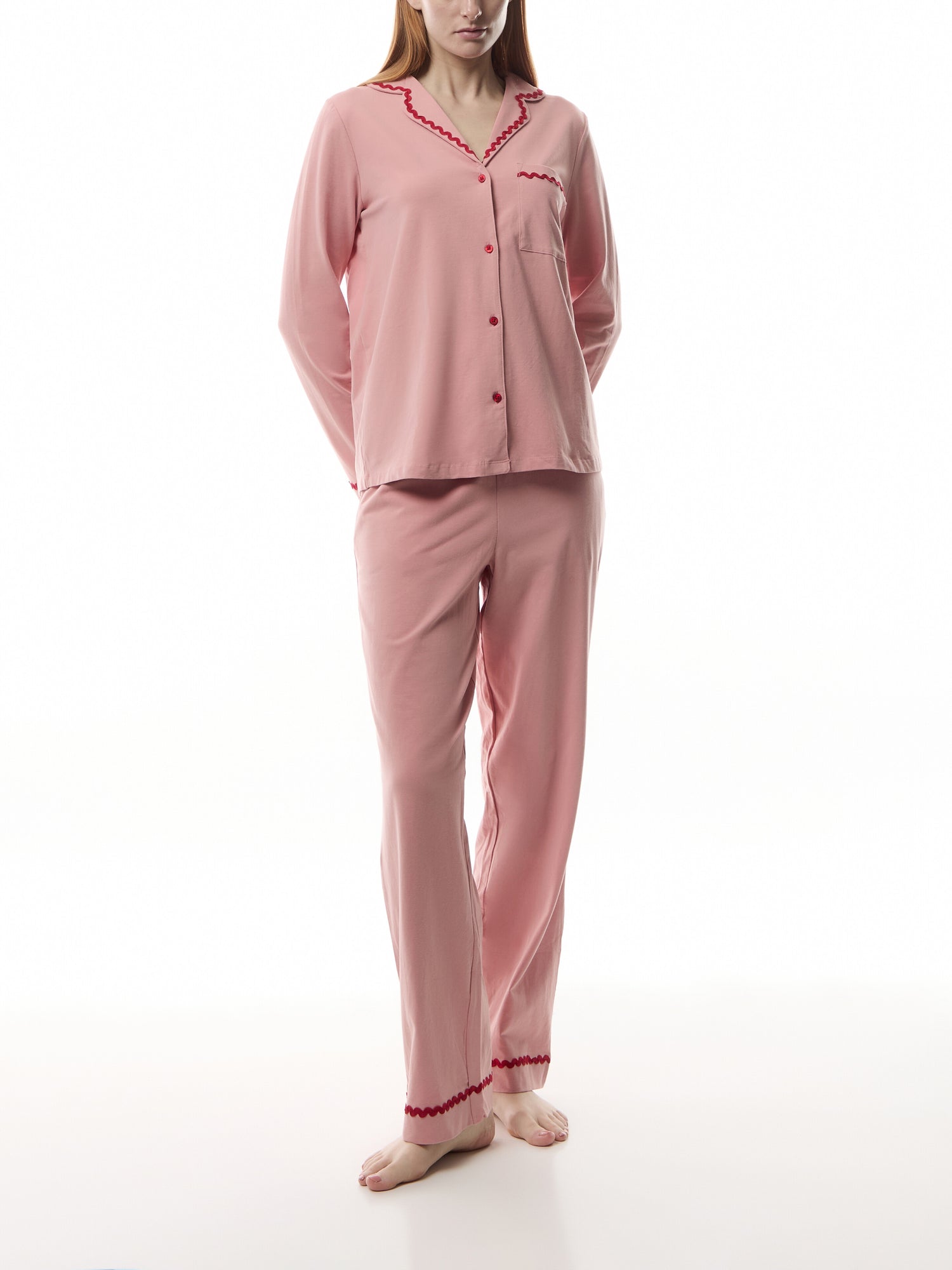 Organic Cotton Embroidered Back Good Morning Long Pyjama Set