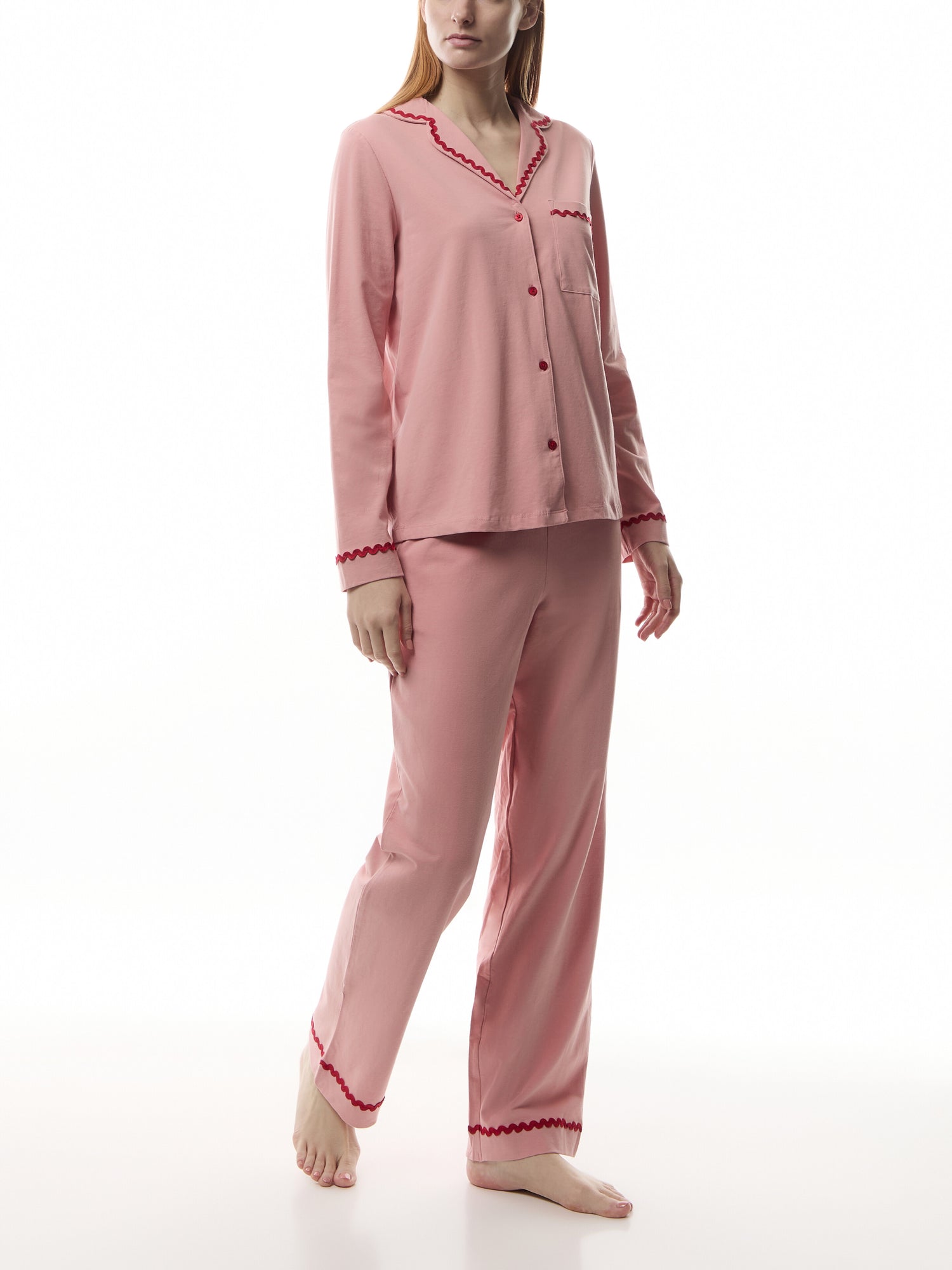 Organic Cotton Embroidered Back Good Morning Long Pyjama Set