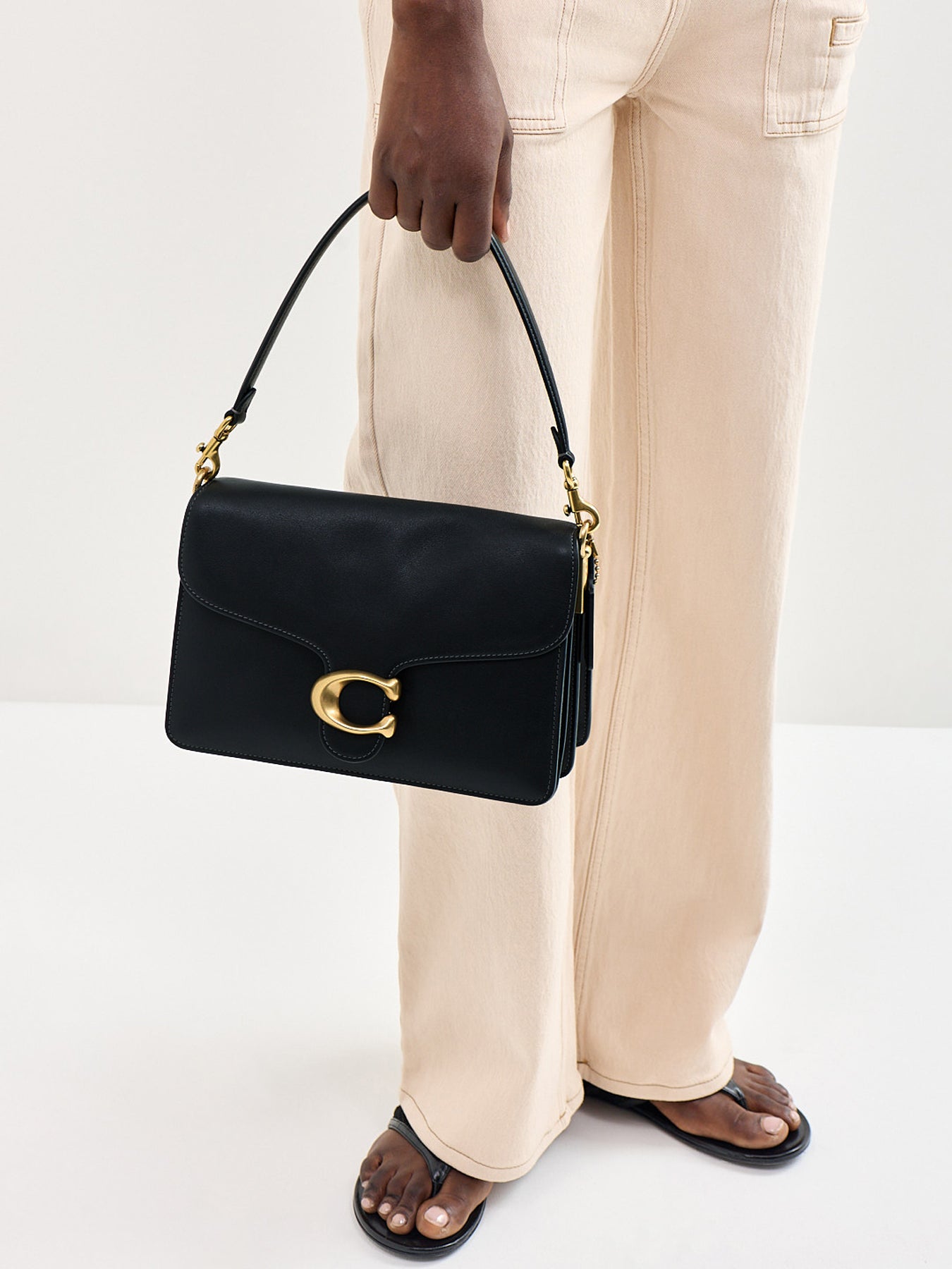 Tabby Chain Leather Shoulder Bag Black