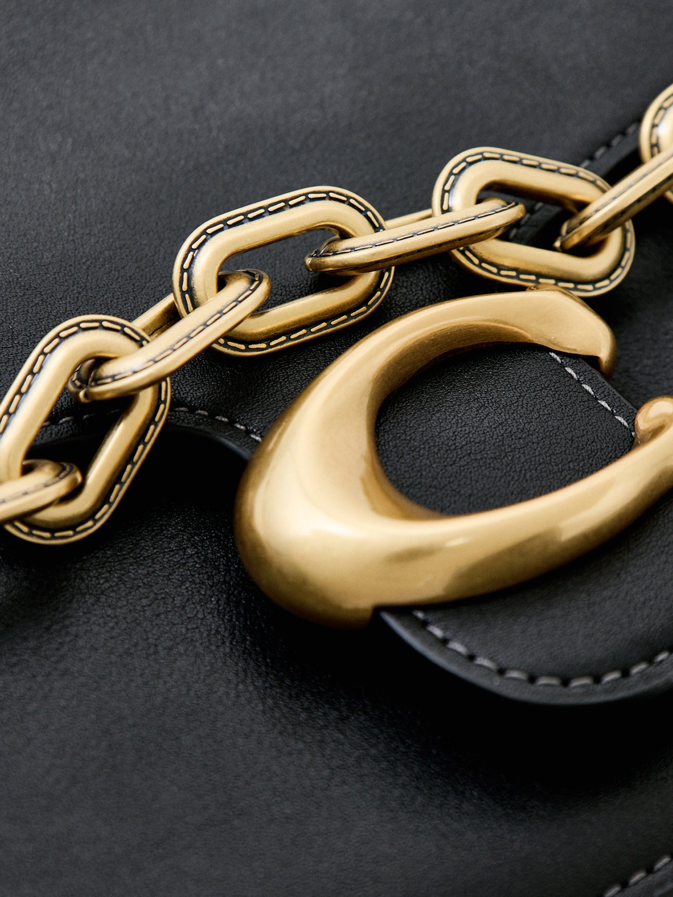 Tabby Chain Leather Shoulder Bag Black