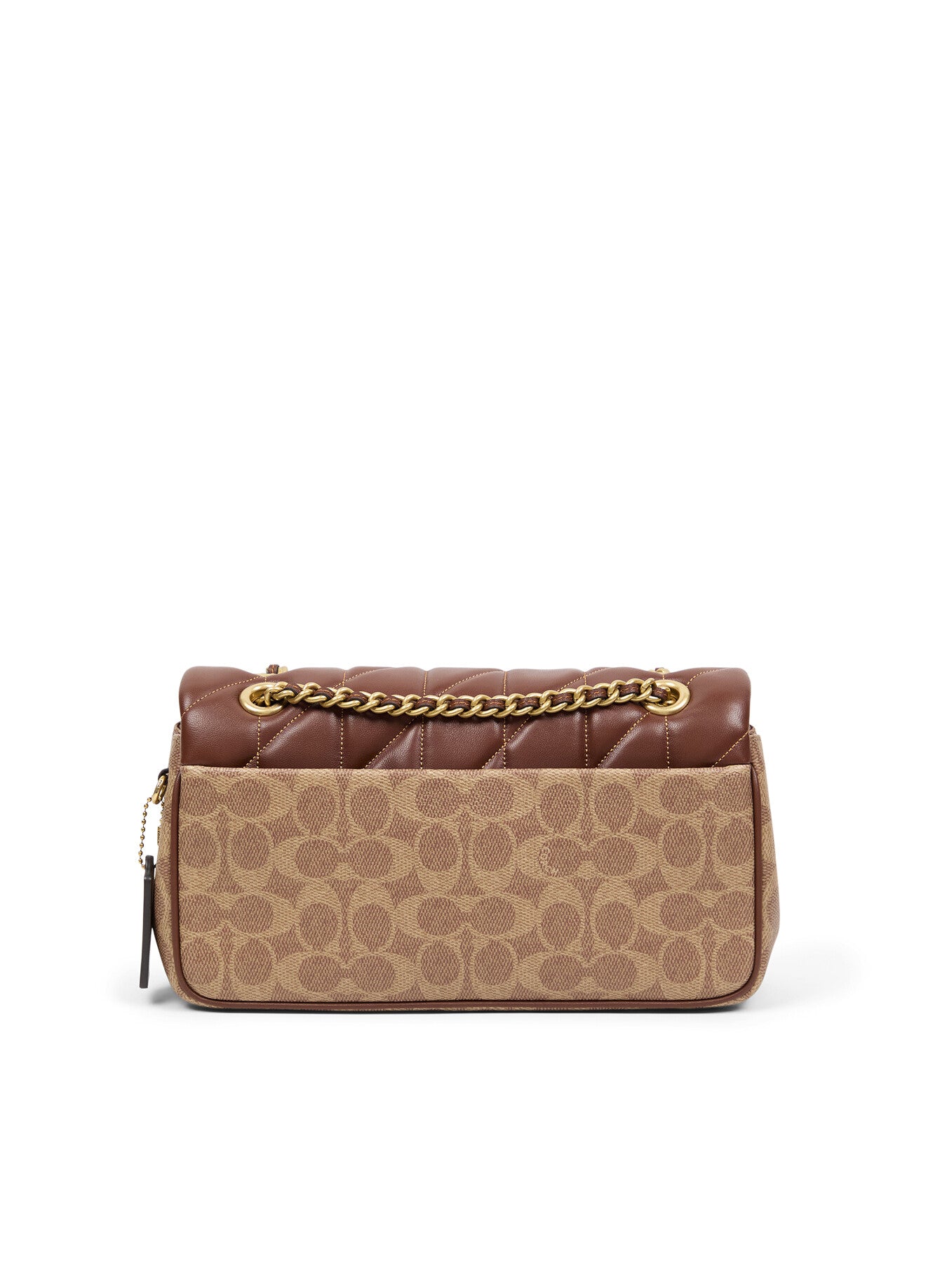 Quilted Signtuare Tabby Shoulder Bag 26 with Chain Tan Brown