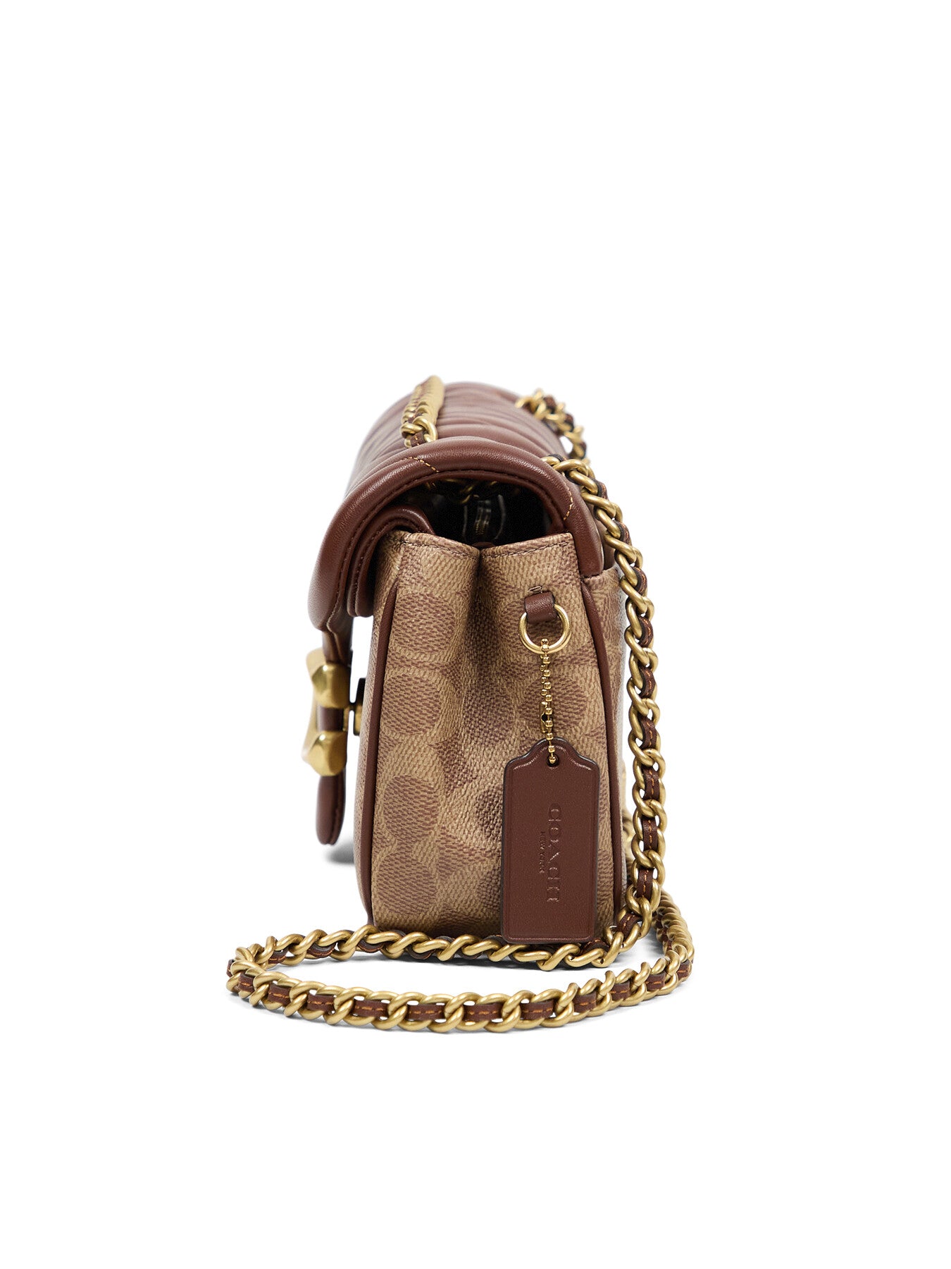 Quilted Signtuare Tabby Shoulder Bag 26 with Chain Tan Brown