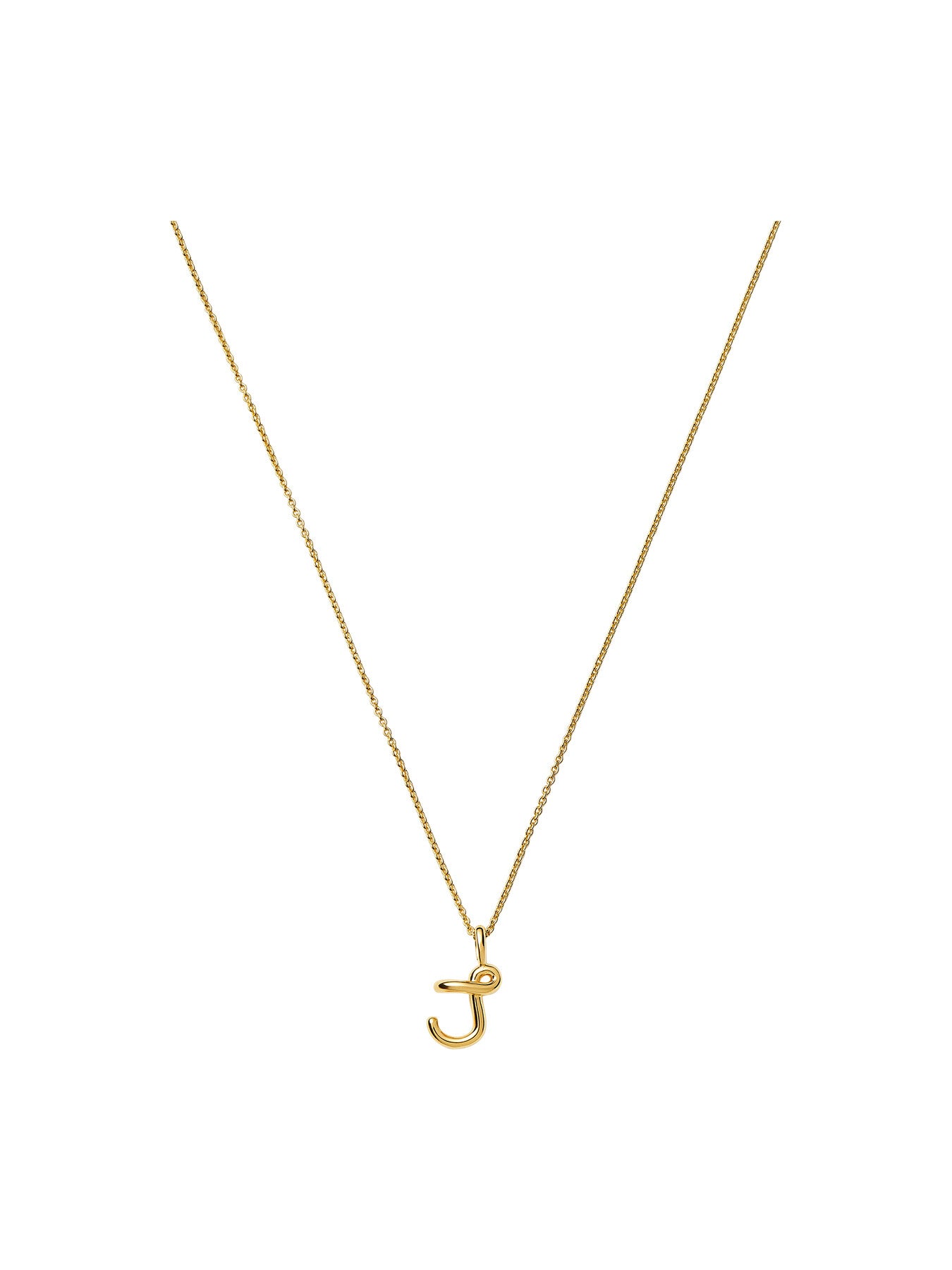 Curly Molten Mini Initial J Pendant Necklace