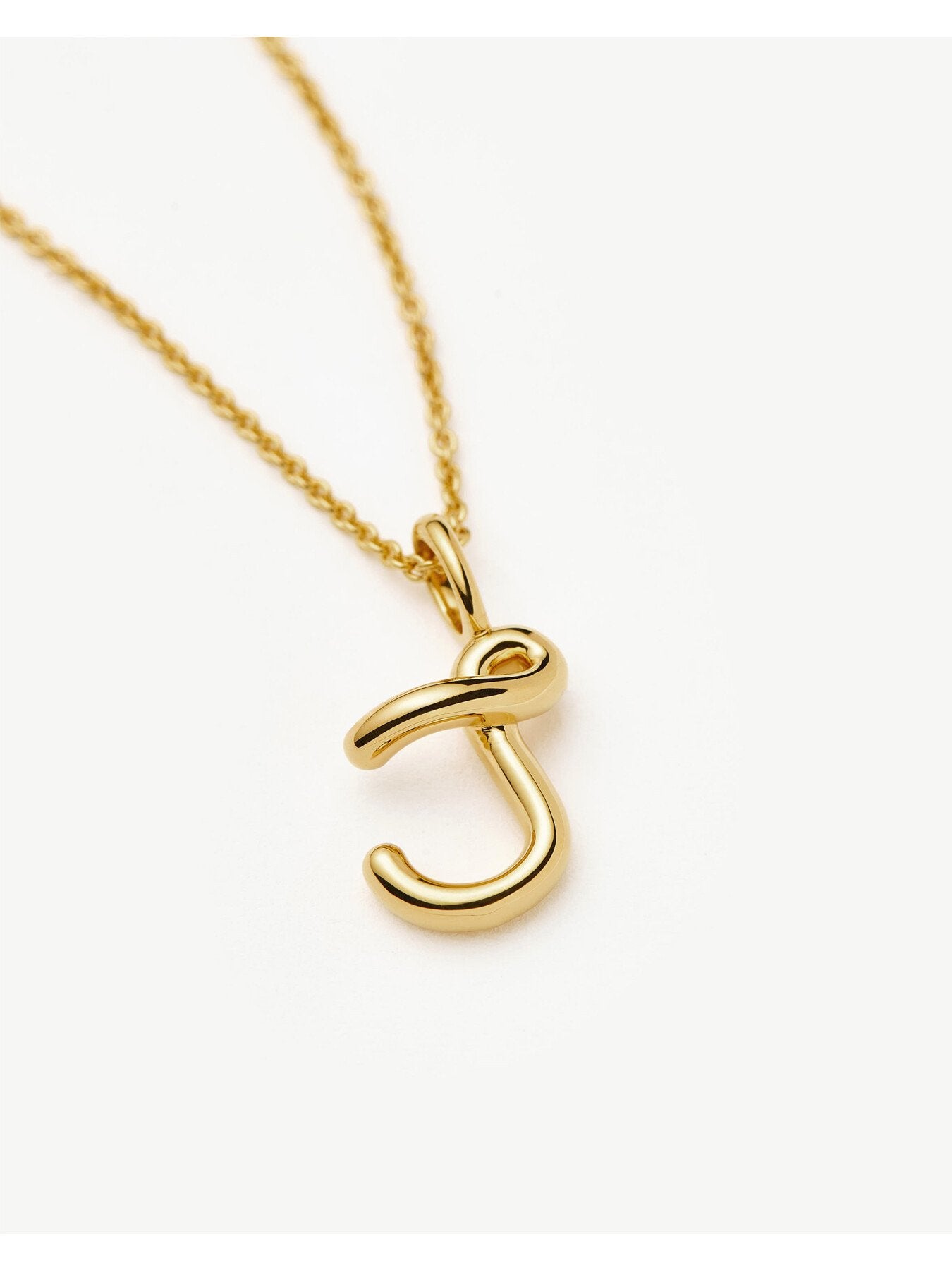 Curly Molten Mini Initial J Pendant Necklace