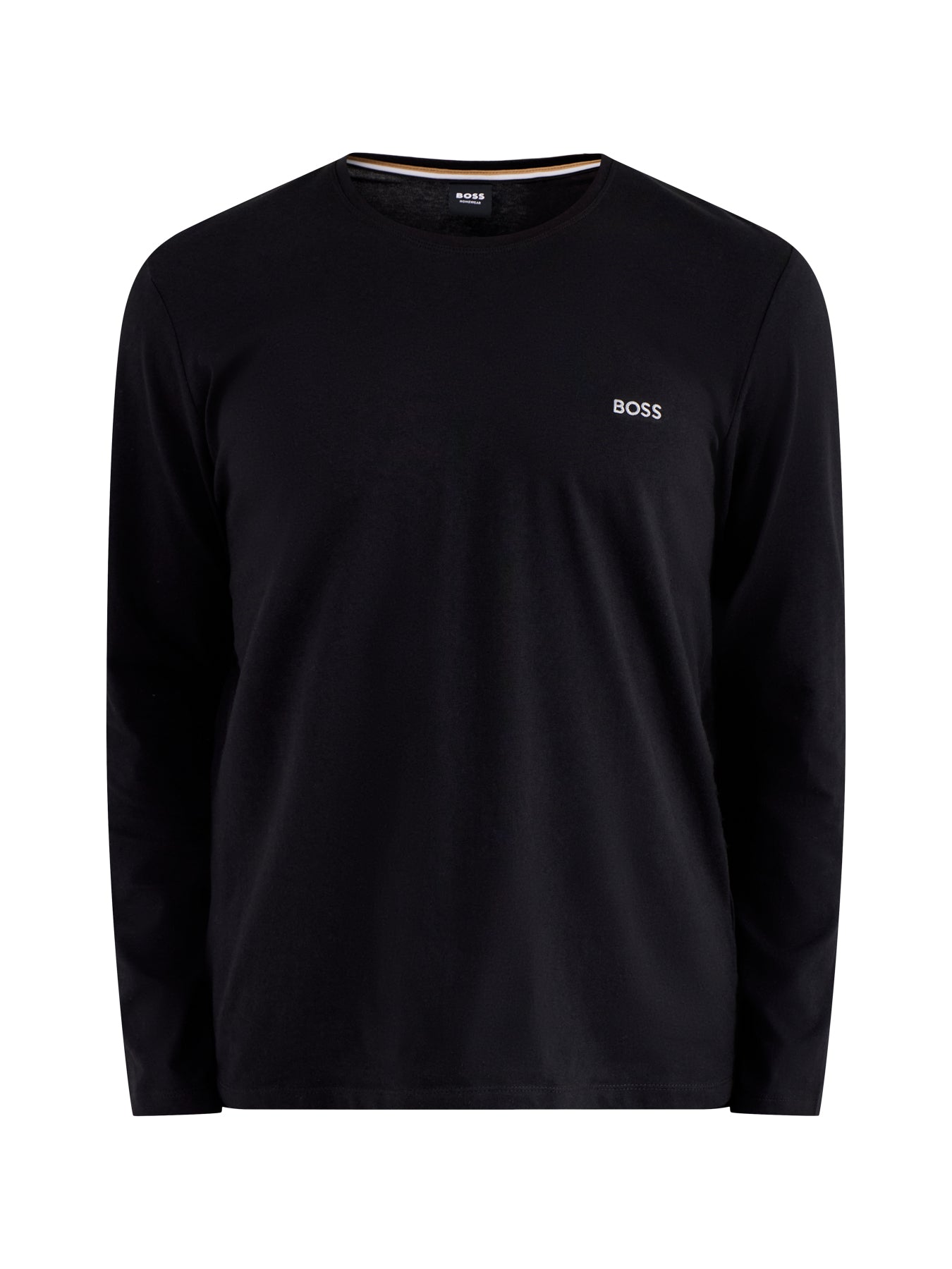 Embroidered Logo Long Sleeve Stretch Cotton T Shirt