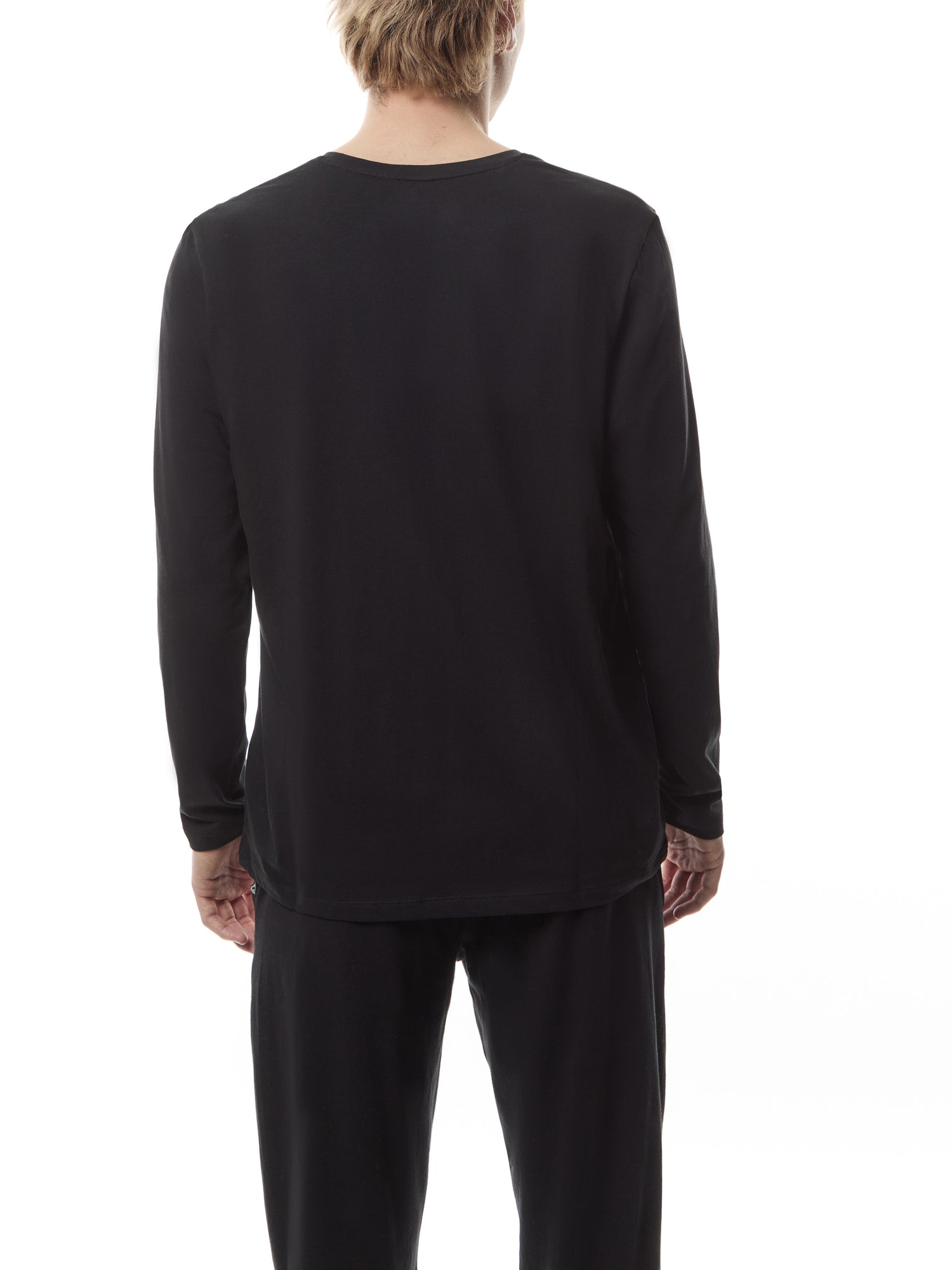 Embroidered Logo Long Sleeve Stretch Cotton T Shirt