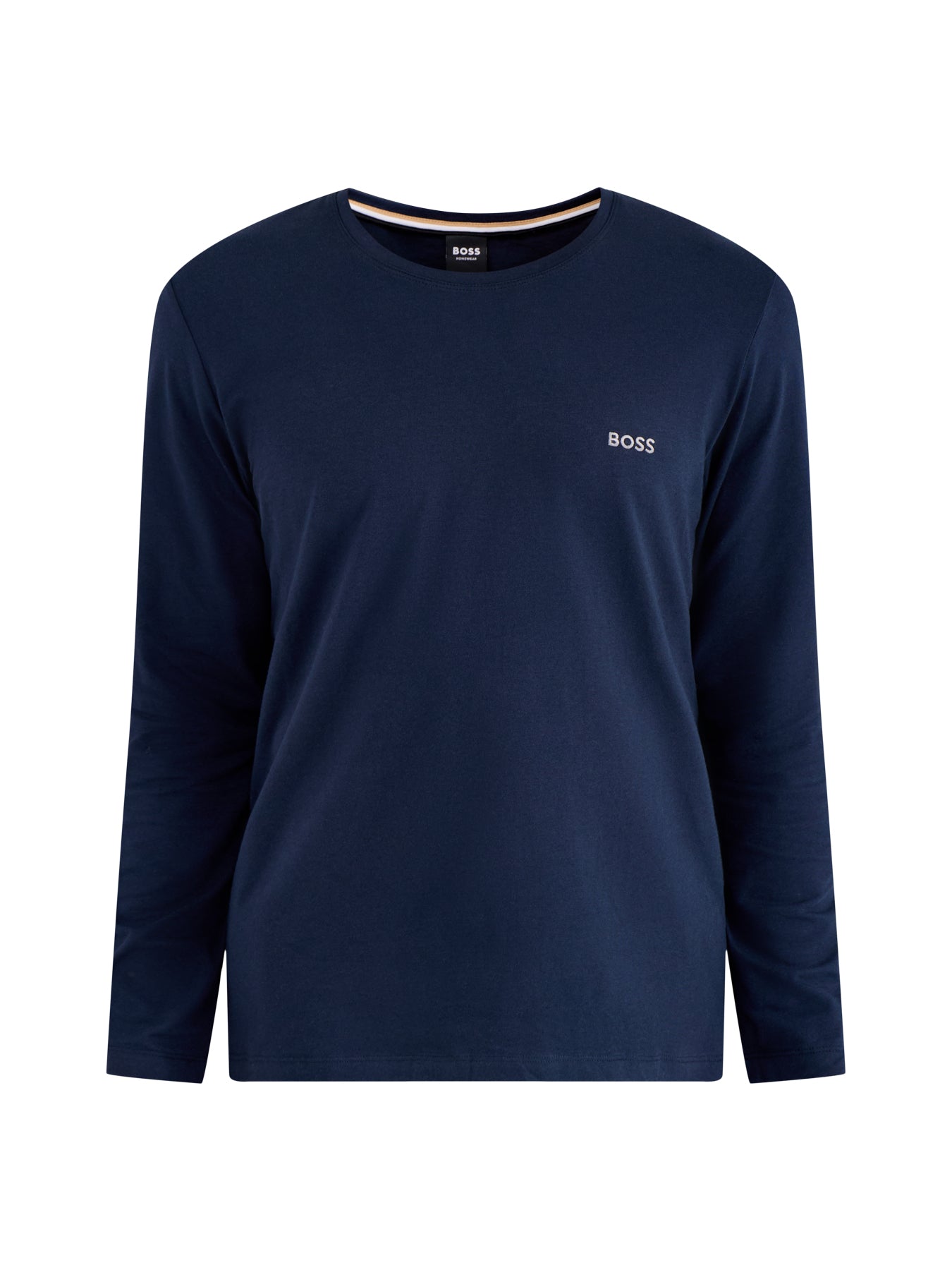 Embroidered Logo Long Sleeve Stretch Cotton T Shirt
