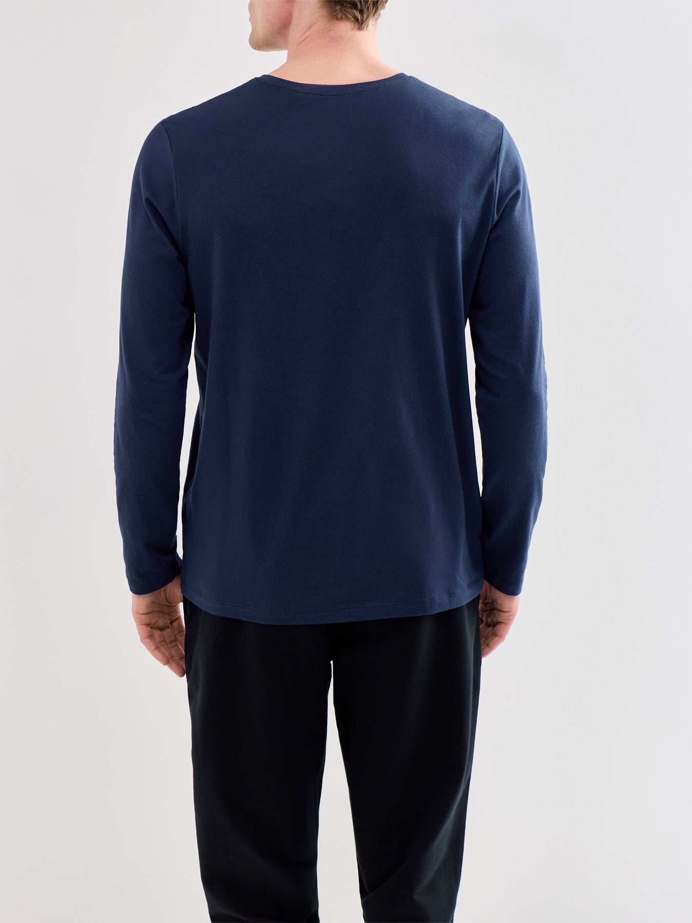 Embroidered Logo Long Sleeve Stretch Cotton T Shirt