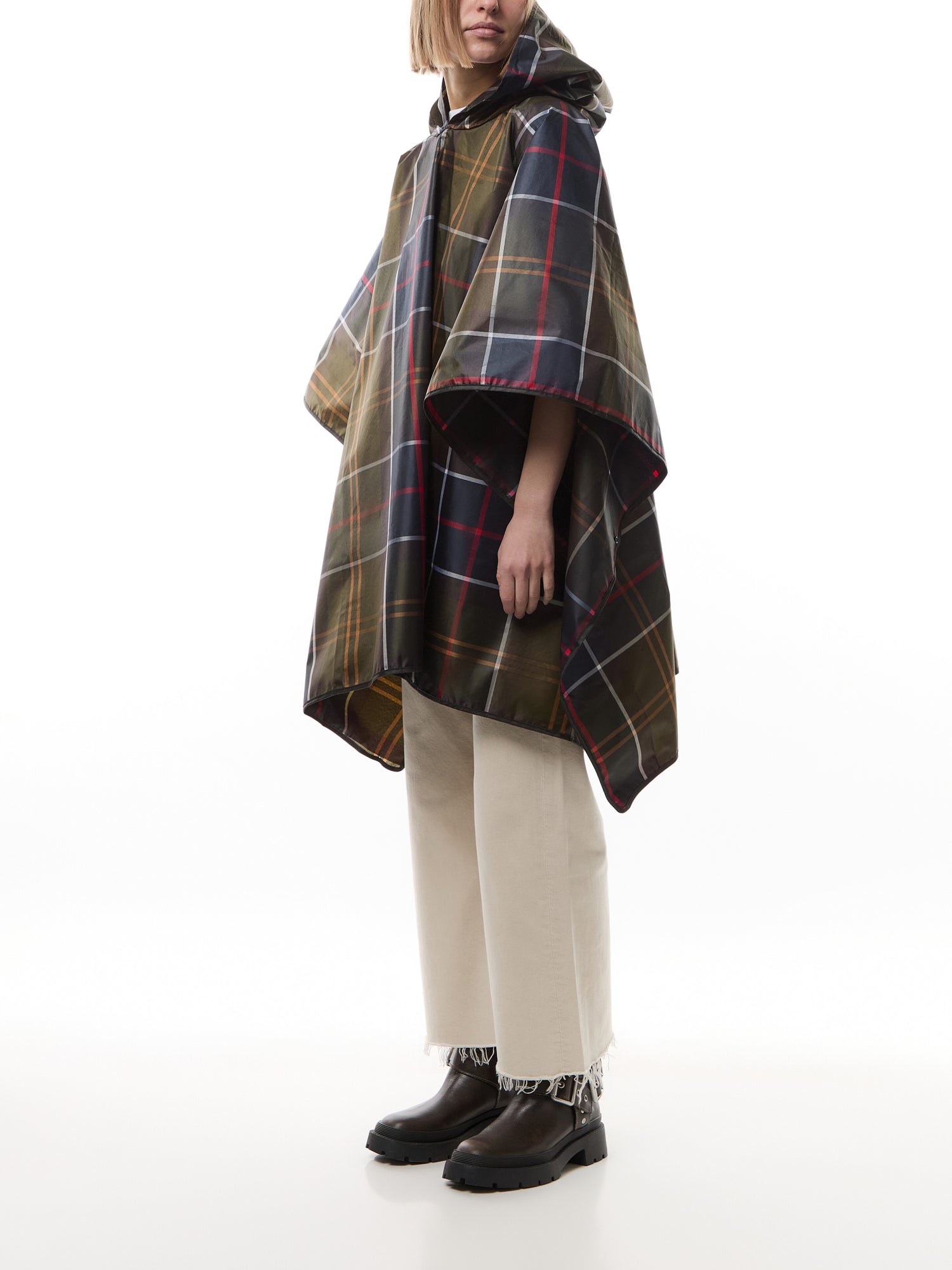Womens Tartan Showerproof Poncho