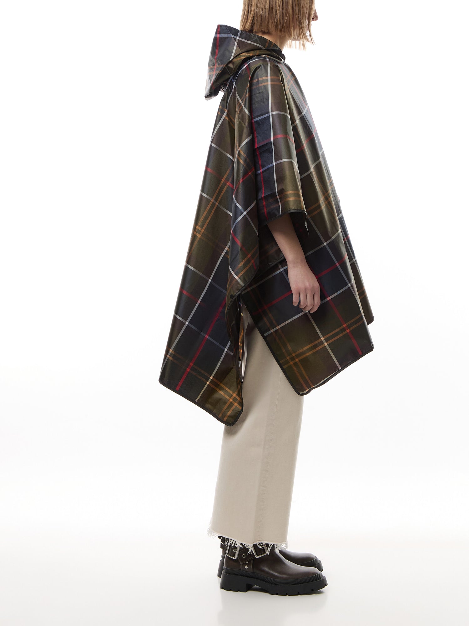 Womens Tartan Showerproof Poncho