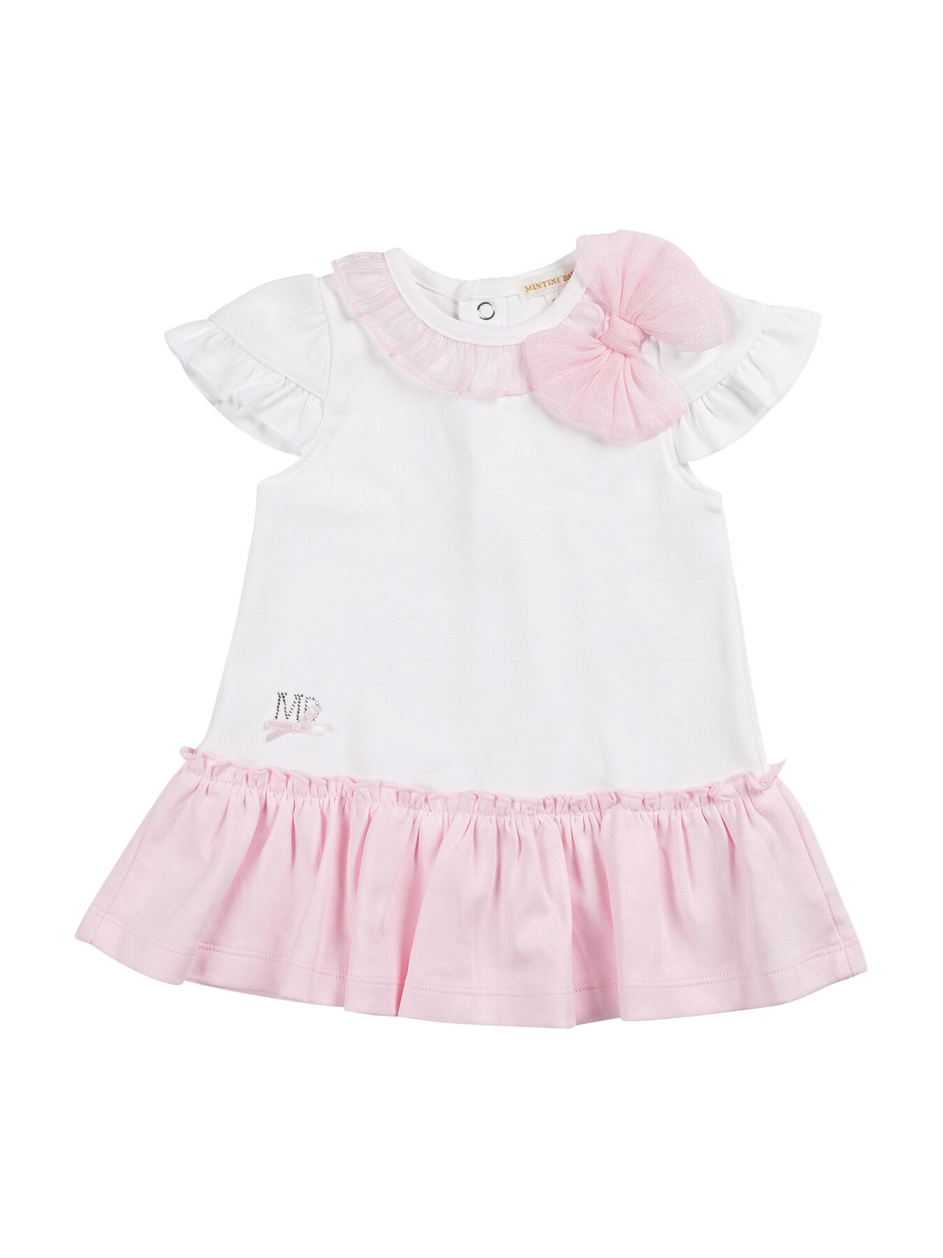 Pink and White Tuille Bow Dress