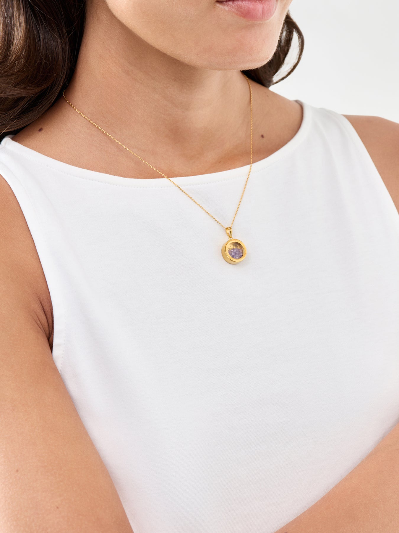 Small Deco Sun Birthstone Amulet Necklace