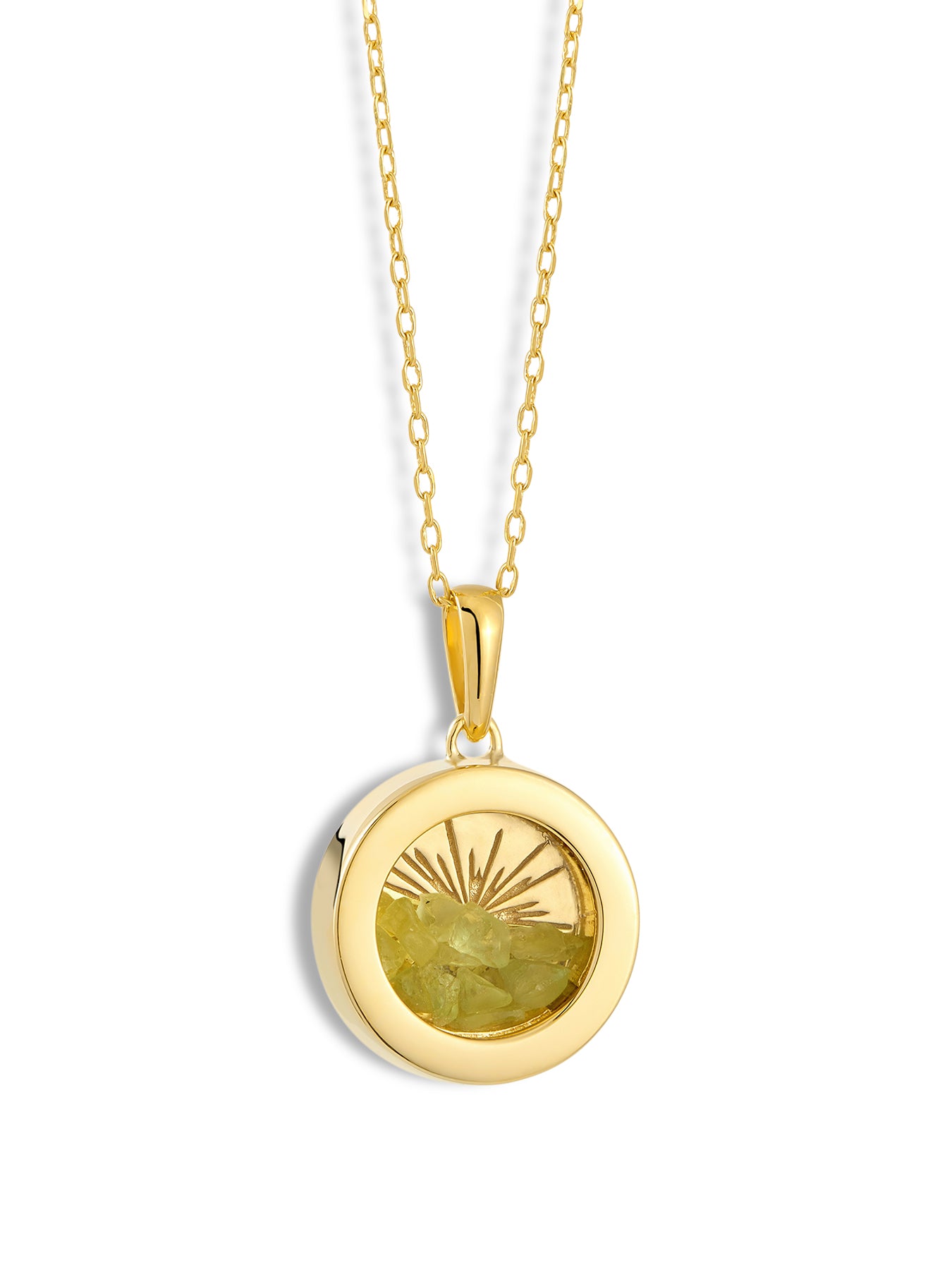 Small Deco Sun Birthstone Amulet Necklace