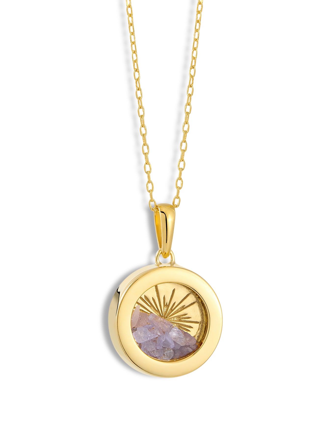 Small Deco Sun Birthstone Amulet Necklace