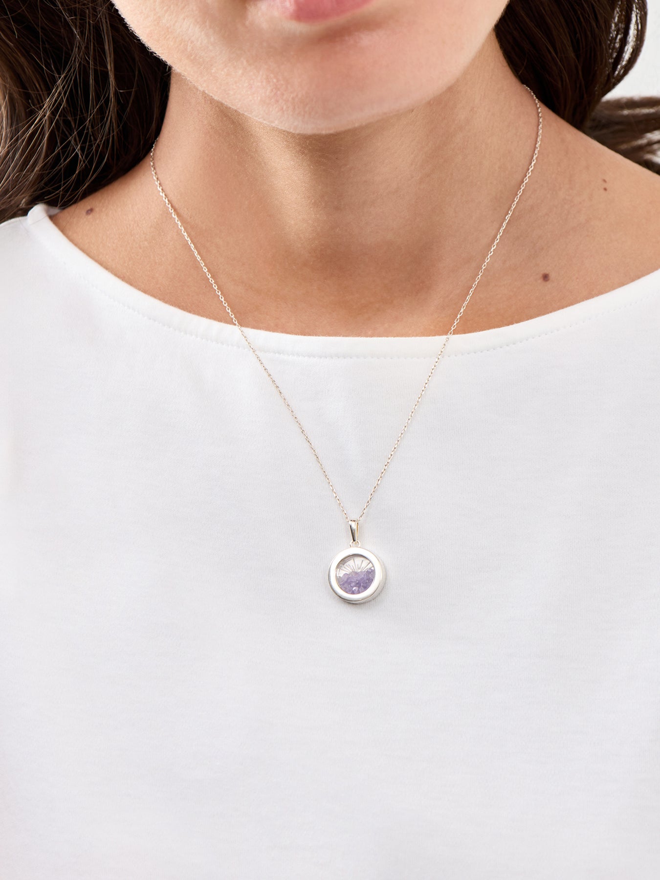 Small Deco Sun Birthstone Amulet Necklace