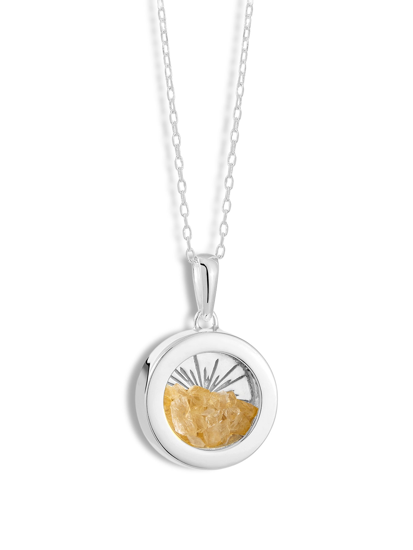 Small Deco Sun Birthstone Amulet Necklace