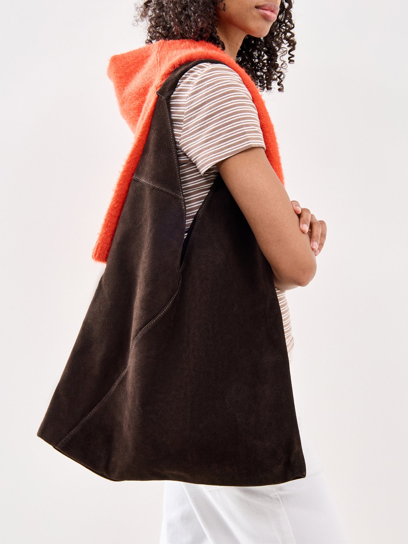 Giselle Suede Shoulder Tote Cioccolato